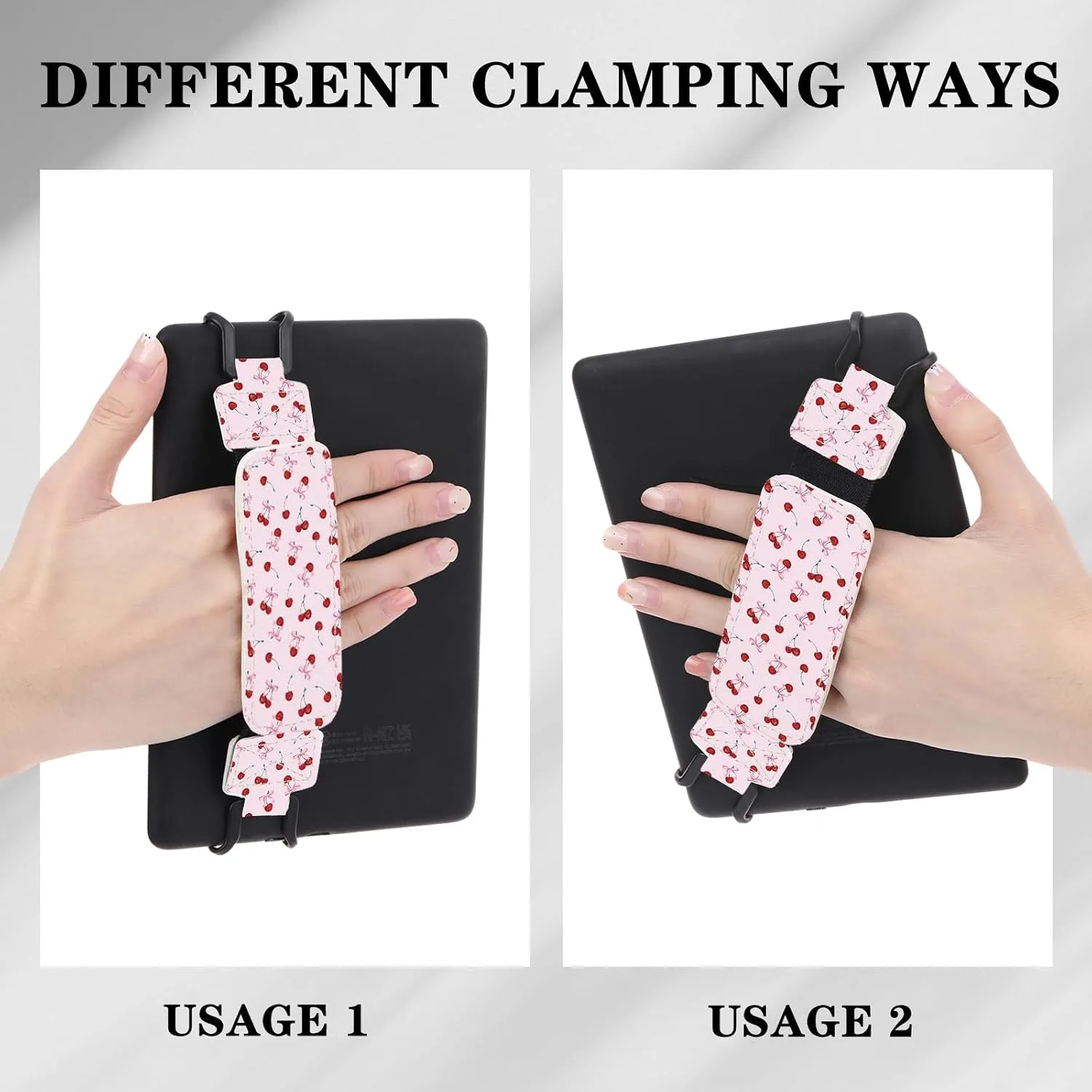 Hand Strap Accessories for Kindle – Cute Pink Cherry Bow Finger Grip for 6-7.5" Paperwhite 11th/12th Generation/Kobo/Lenovo/Sony Ereaders E-Book Tablet Colorsoft Secure Holder for Reading