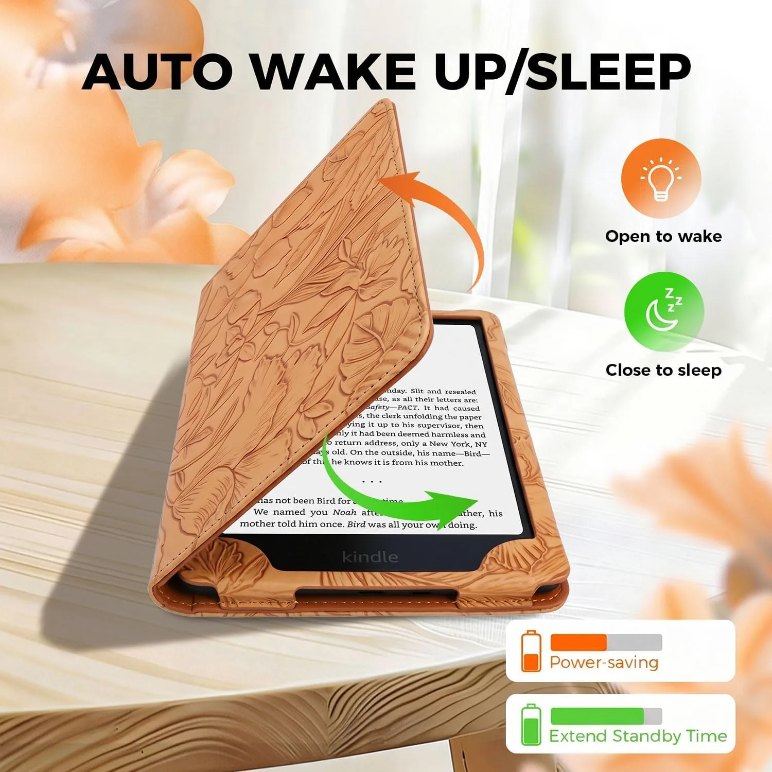 EJU 7"/6.8" Camel Embossed Case for Kindle Paperwhite 11th/12th Gen