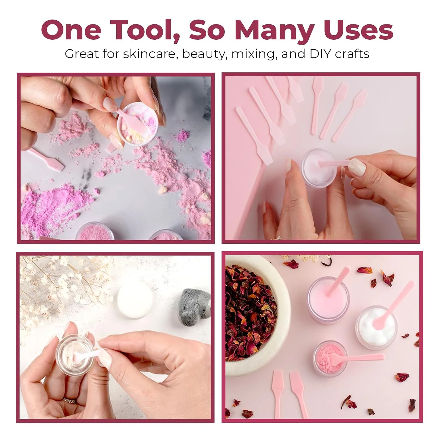 Kopperko Cosmetic Spatulas, 2.5 Inch, 100 Pack, Pink
