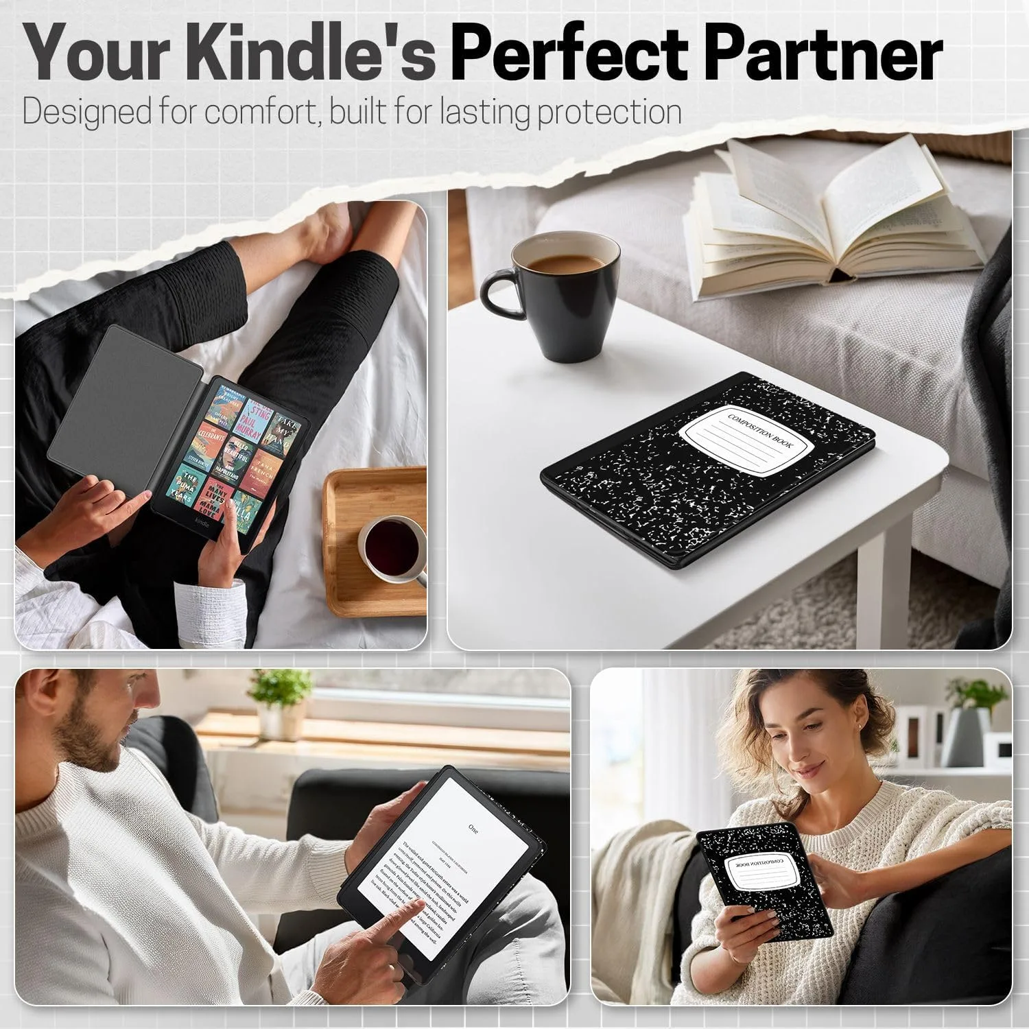 TNP Kindle Paperwhite 12th Gen Case Colorsoft 7-Inch Composition Book Black
