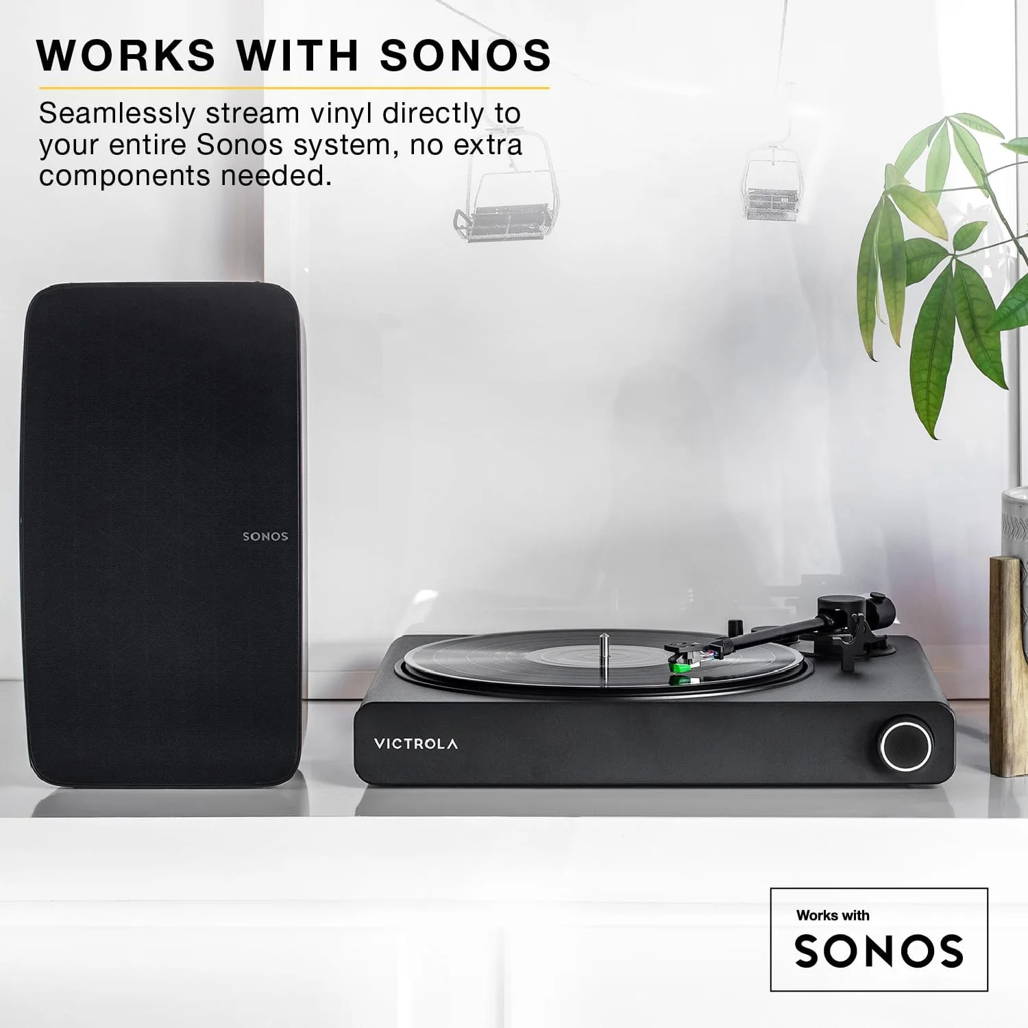 Victrola Stream Onyx - Wireless Wi-Fi Turntable, Works with Sonos - White