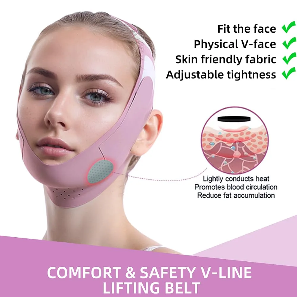 ROWMATE Graphene V-Line Mask Chin Up Mask V Shaped Face Mask Chin Strap for Sleeping,Jawline Shaper,Lilac,Medium
