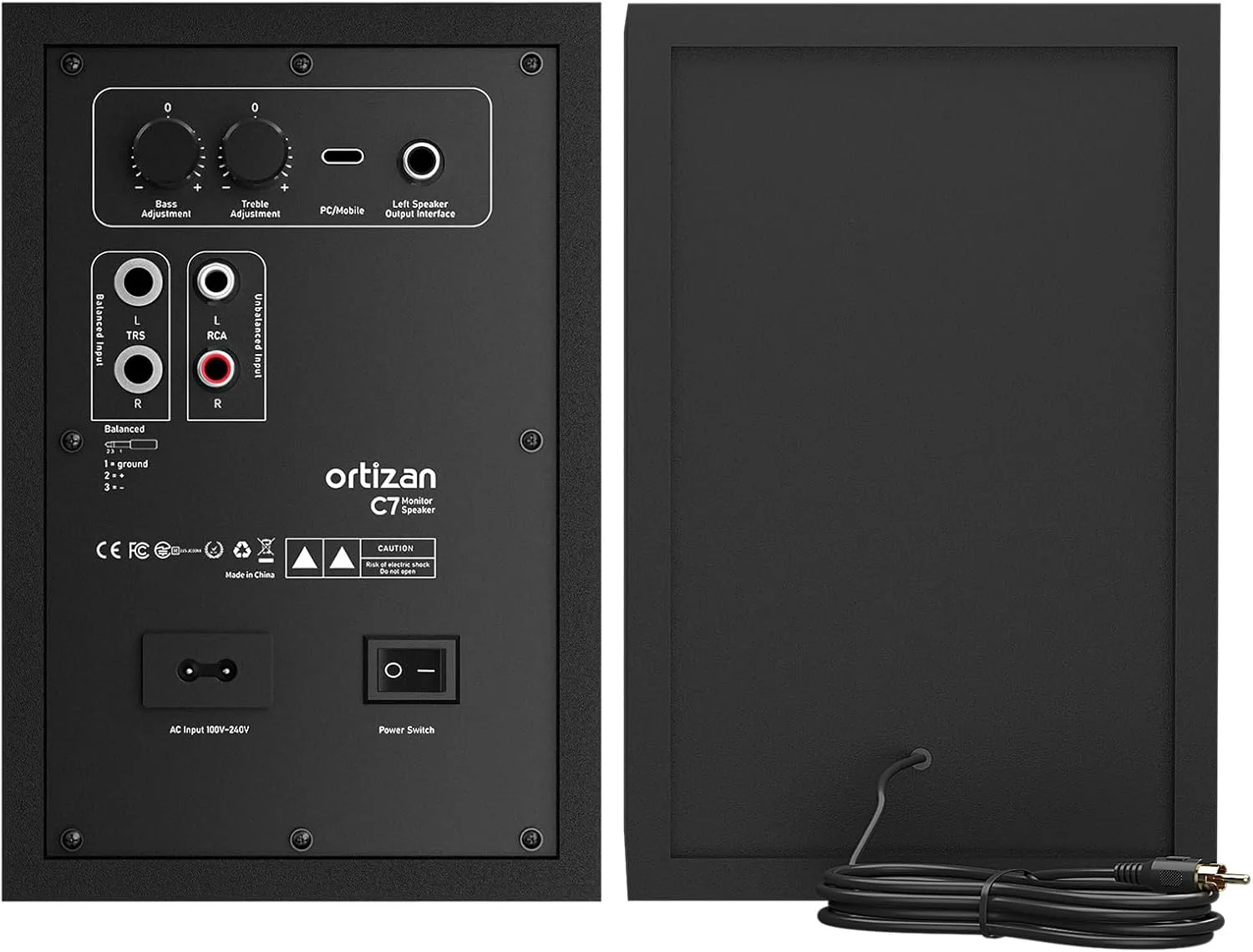 Ortizan C7 Powered Studio Monitors Pair with Bluetooth 5.3, Black