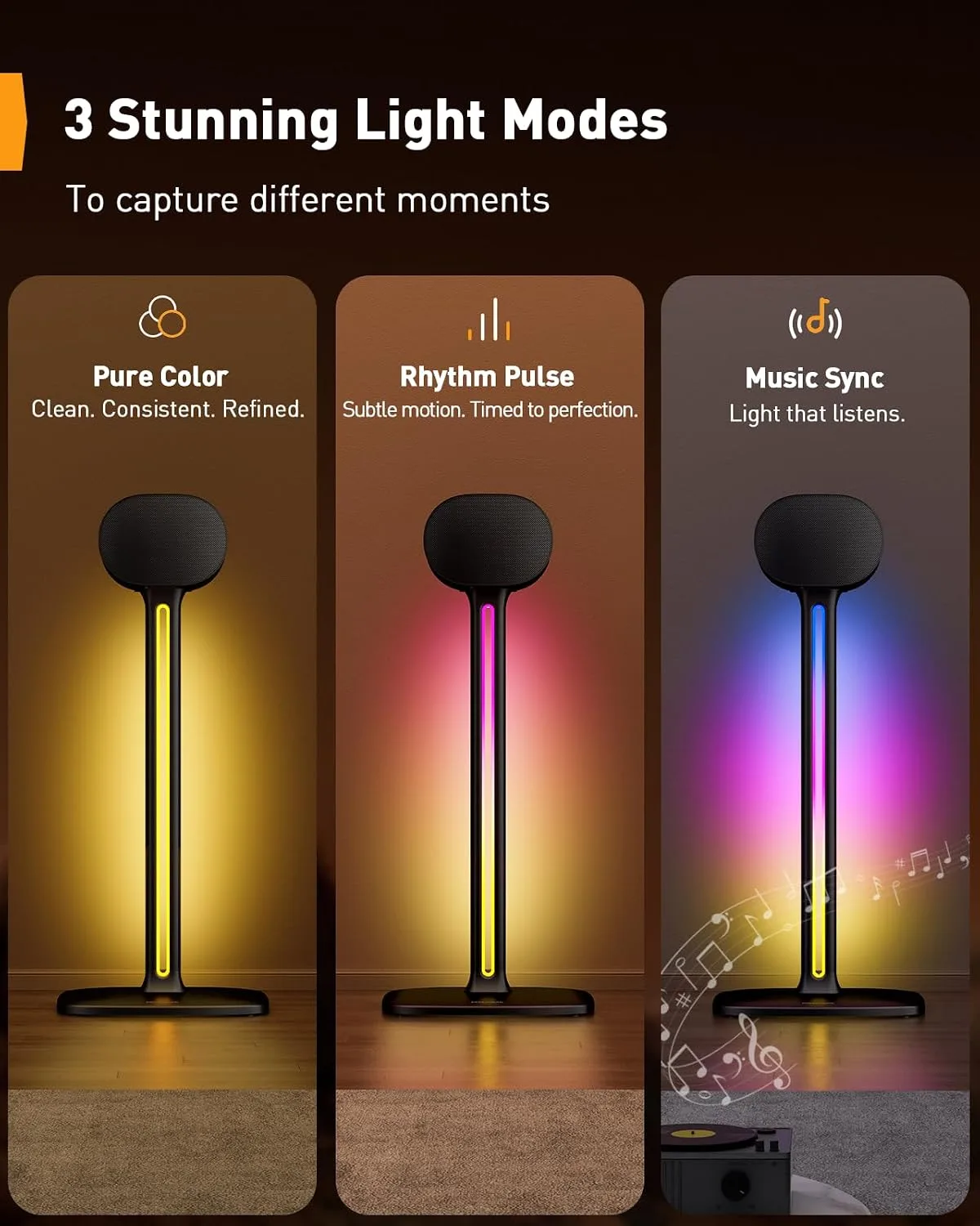 Perlegear Speaker Stands Pair Sonicbeam™ with RGB Lighting, Holds to 22 lbs