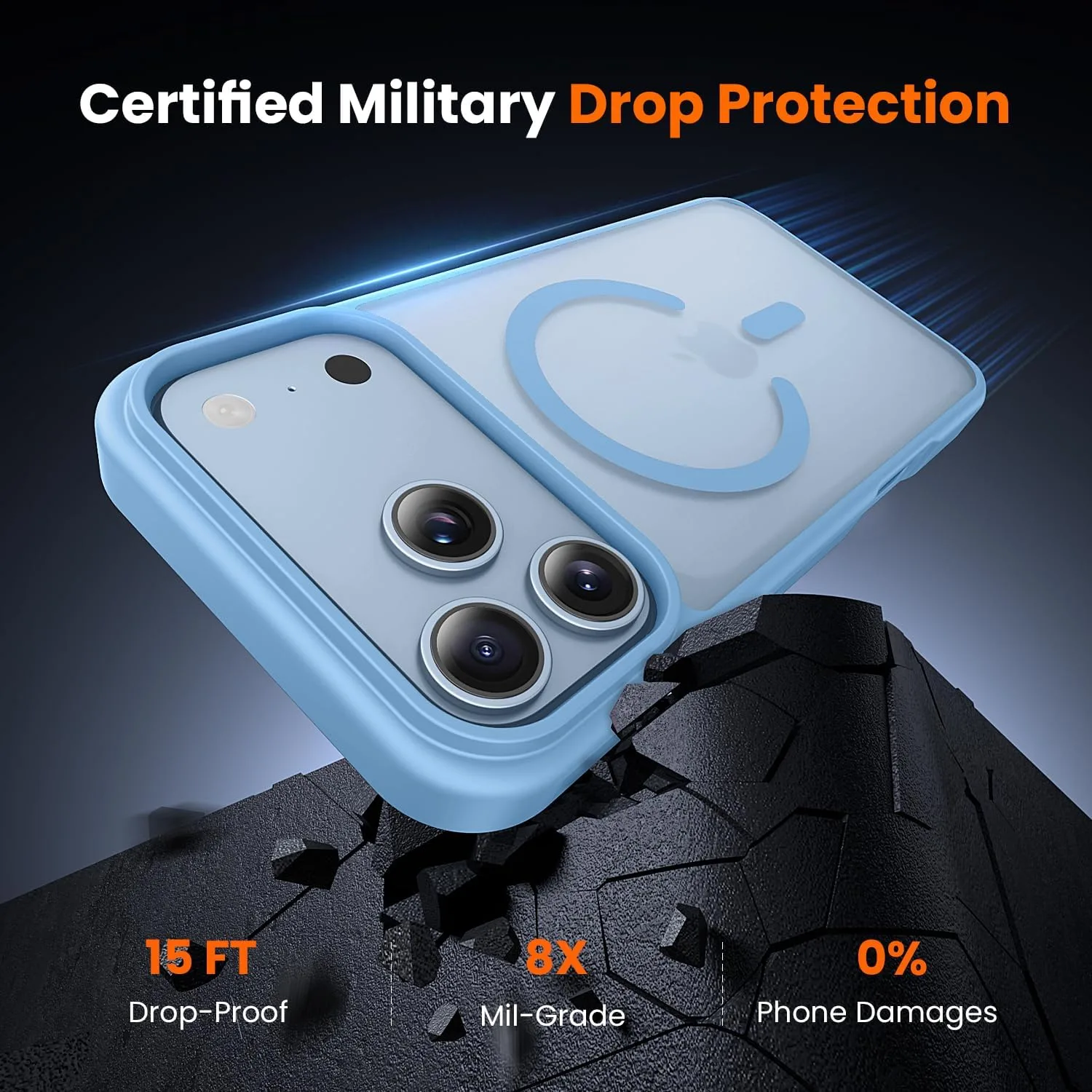 toushion 3 in 1 for iPhone 18 Pro Case Matte Light Blue
