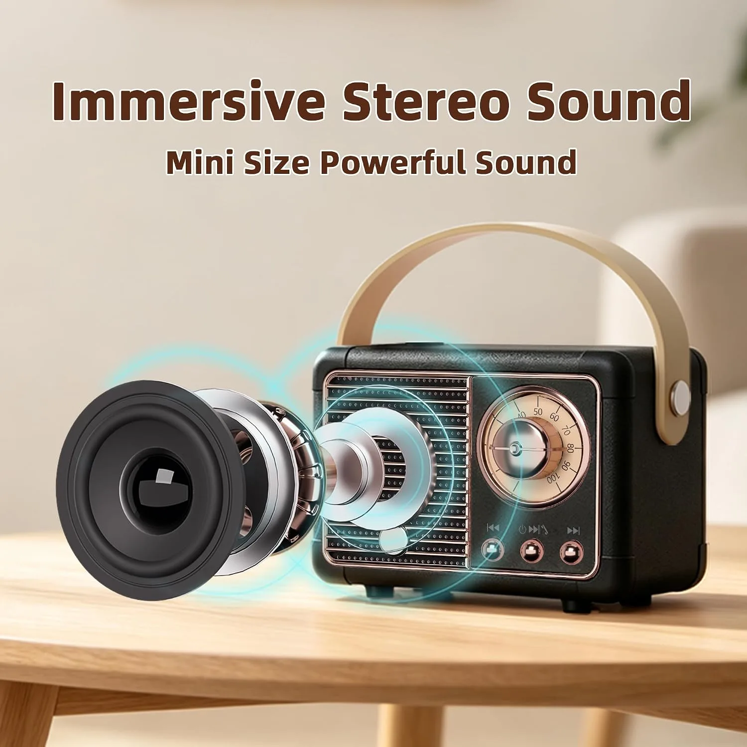 Baolira Retro Bluetooth Speaker, Small Portable Speaker, Gifts for Men Boys