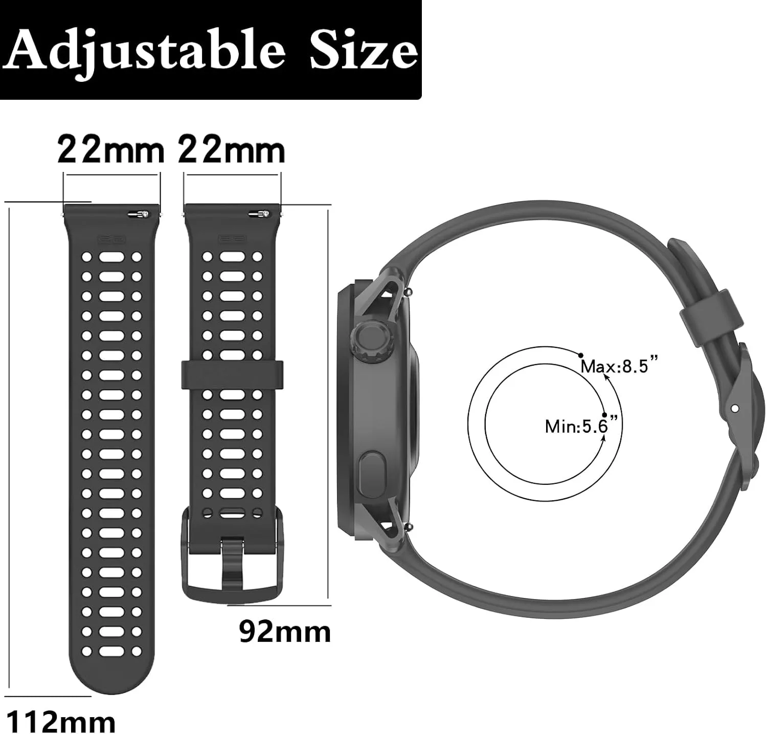 20mm 22mm Sport Silicone Bands for COROS PACE 4/3/APEX 2 Pro/PACE 2
