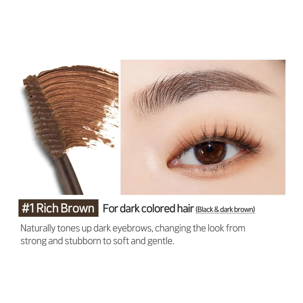ETUDE Color My Brows Brow Mascara, Rich Brown, Eyebrow Tint, 0.152 fl oz