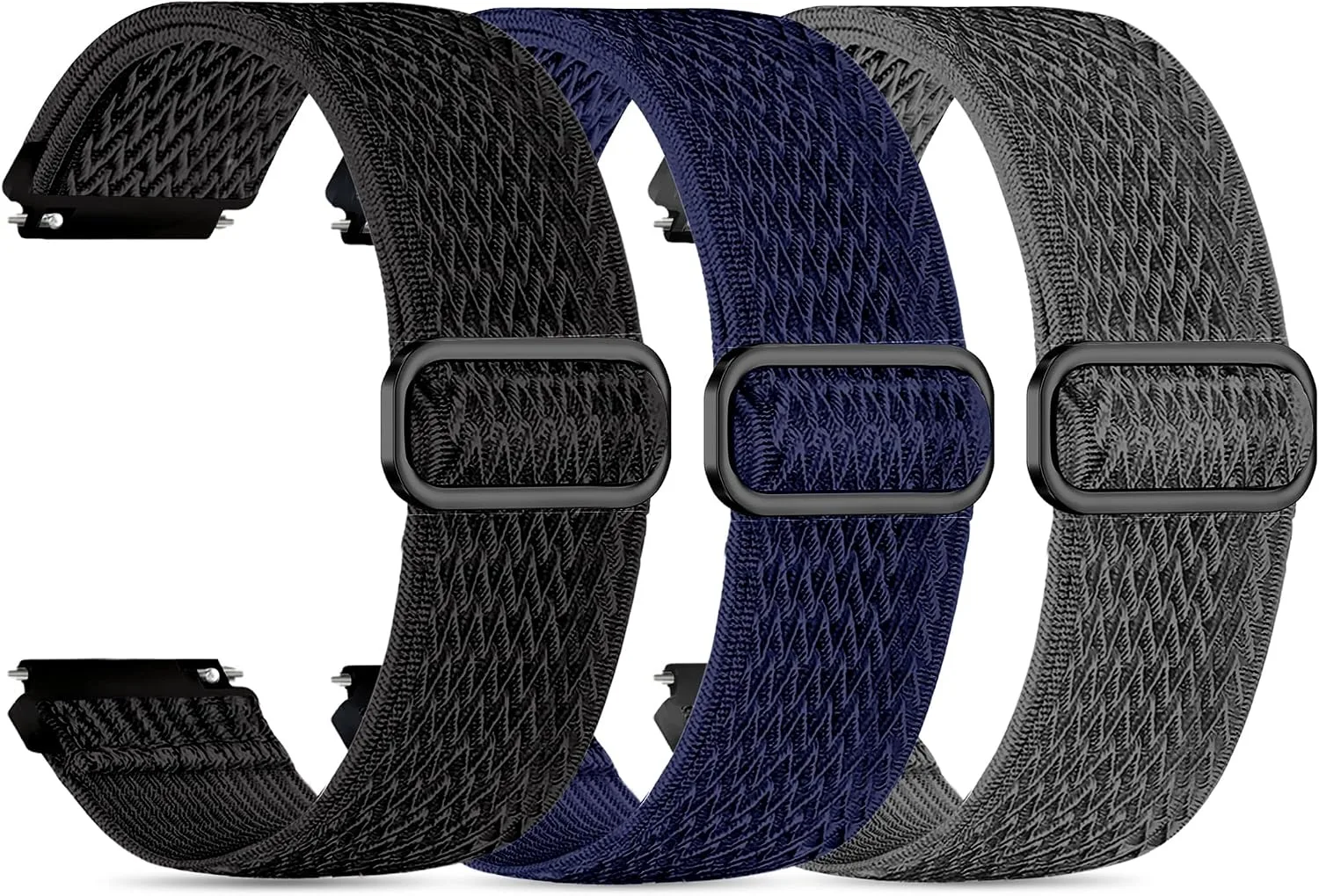 3 Pack ID208 Plus Smart Watch Bands for Fitpolo/Quican/Aeac/Tensky ID208 Plus Smartwatch, 22mm Elastic Nylon Replacement Wristband Adjustable Straps for man woman