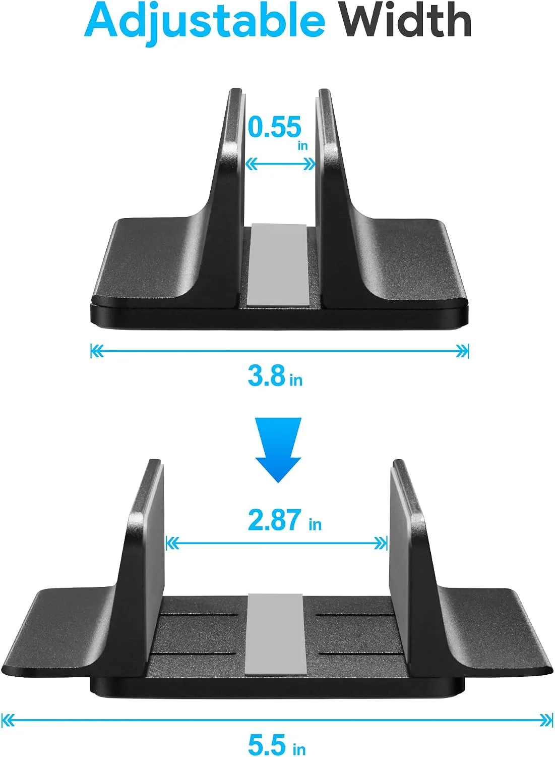 JARLINK Vertical Laptop Stand, Adjustable Aluminum Desktop Holder, Black