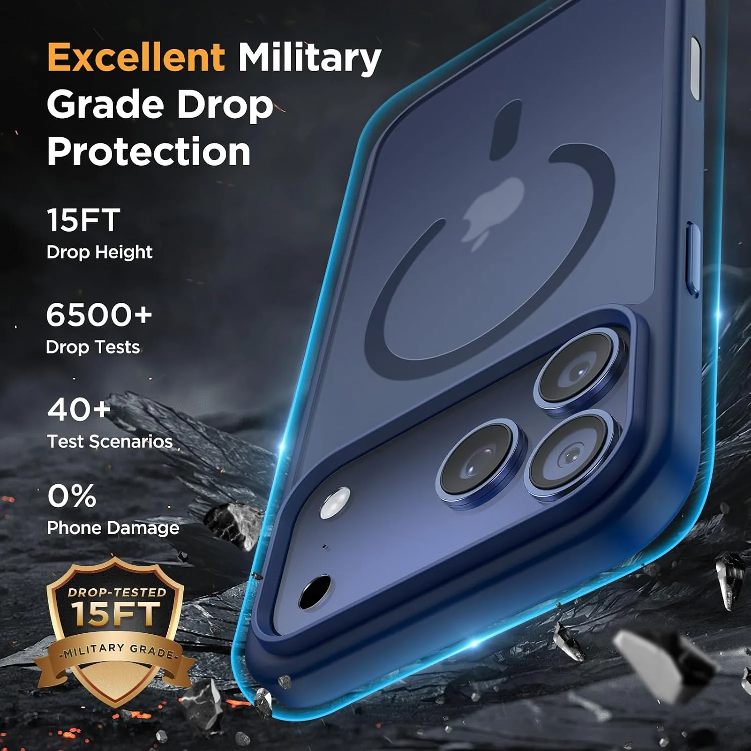 miracase Magnetic for iPhone 17 Pro Case 6.3", Camera Control, [Compatible with MagSafe] [Screen Protector] Military-Grade Protection, Anti-Fingerprint, Slim Thin Phone Case, Dark Blue
