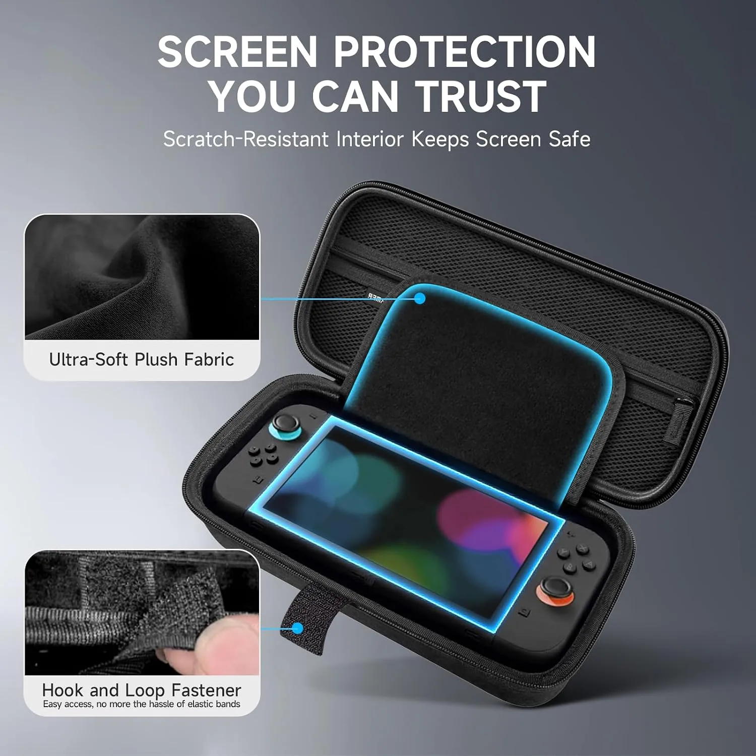 AceGamer Large Capacity Carrying Case for Nintendo Switch 2 (2025) - 3 in 1 Accessories Bundle with Screen Protectors, Game Card Holder, 12 Game Cartridges, Hard Shell Portable Travel Pouch, Grey