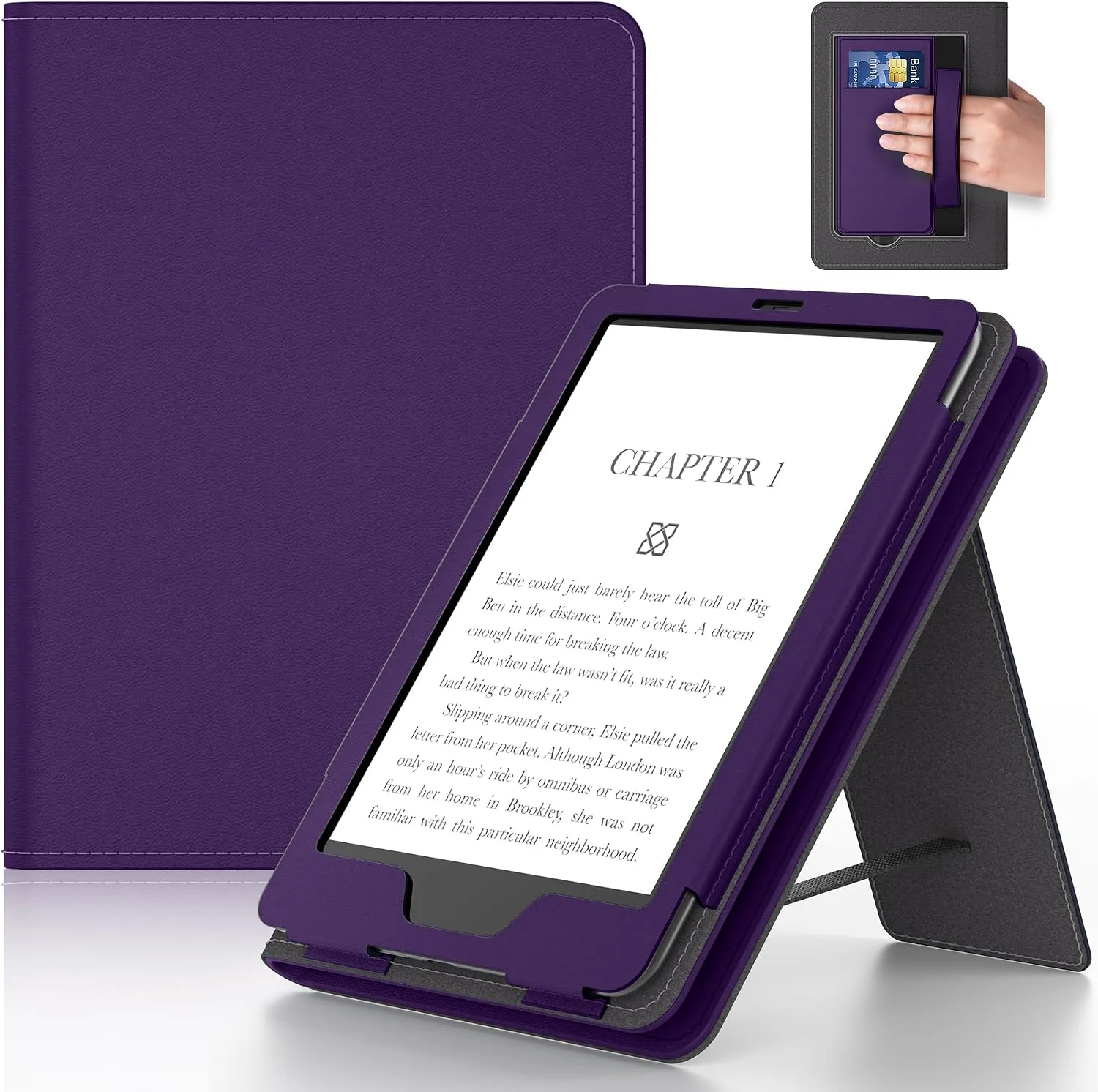 6in Tablet Case with Stand and Hand Strap, Purple