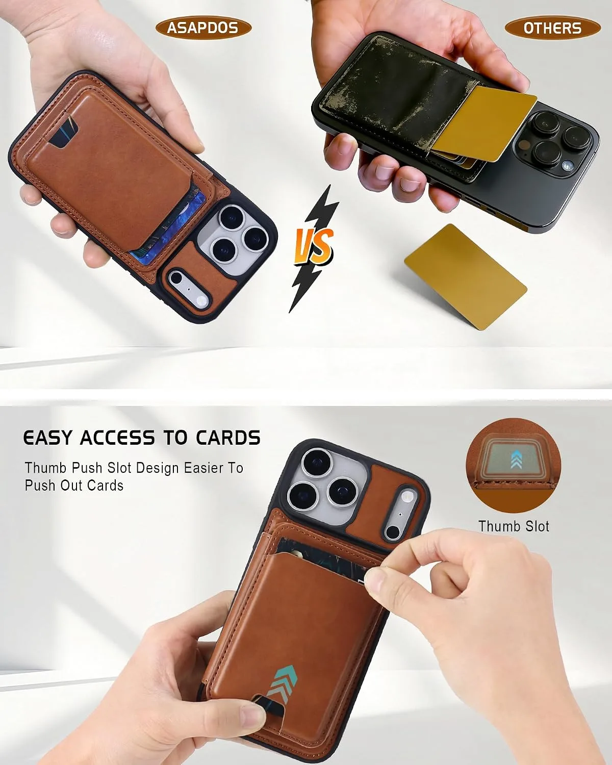 Magnetic Detachable Wallet Case for iPhone 18/17 Pro with Kickstand,2-in-1 MagSafe Compatible RFID Blocking Card Holder,Slim PU Leather Cover Brown