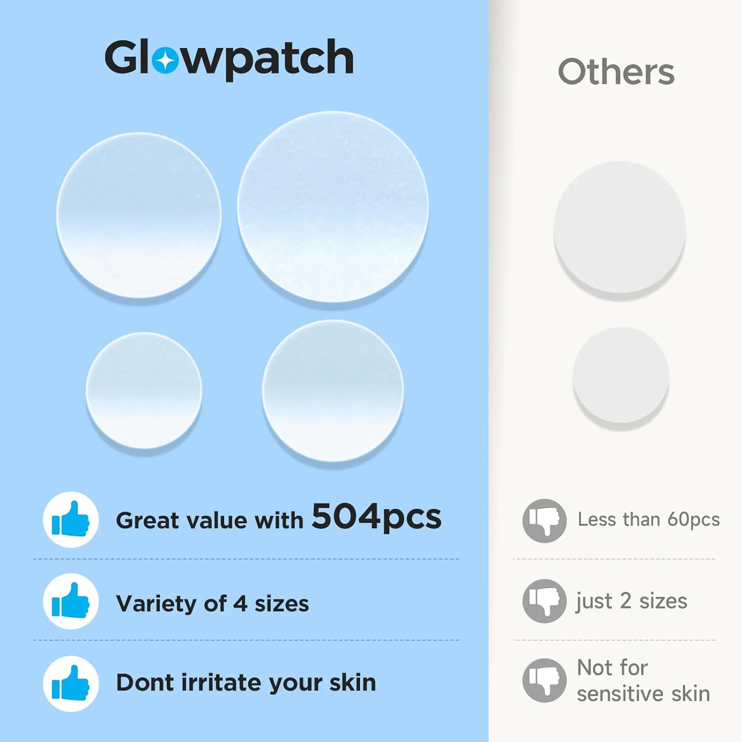 504 Counts 4 Sizes Hydrocolloid Pimple Patches for Face