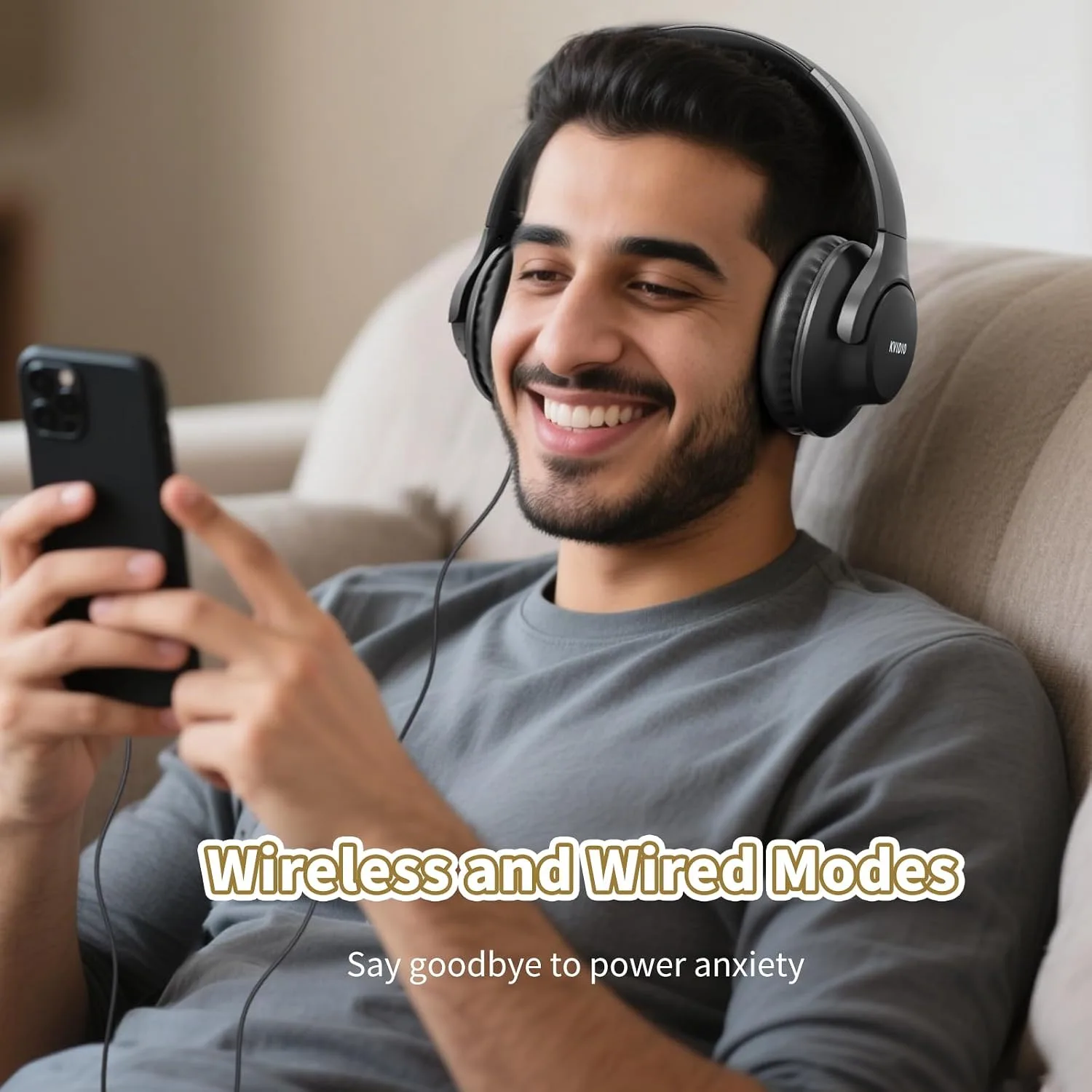 KVIDIO Bluetooth Headphones Wireless Over Ear Headsets 65H Playtime
