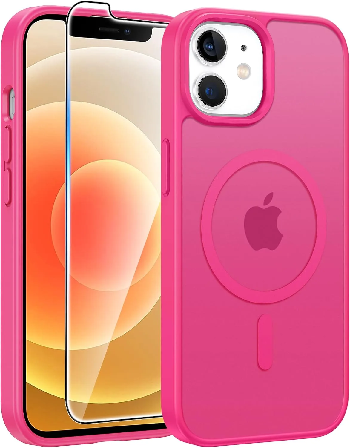 Carcasa Fntcase para iPhone 12/iPhone 12 Pro Rosa Fucsia compatible con MagSafe