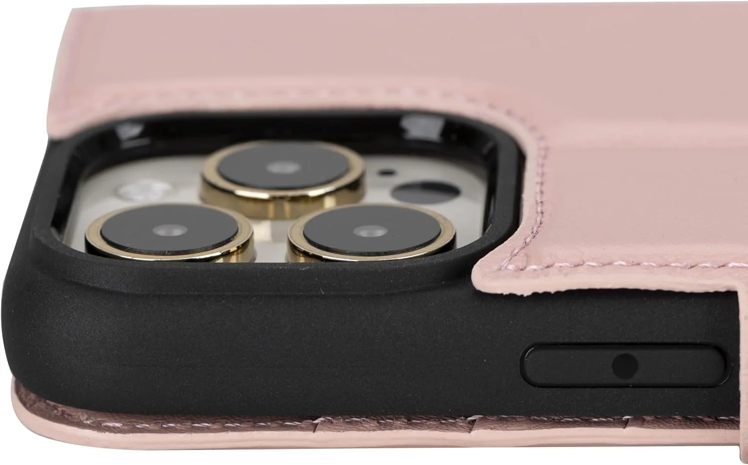 VENOULT Wallet Case for iPhone, Full Grain Genuine Turkish Leather, Magnetic Detachable, RFID 4 Card Slots, Business Style, Compatible with MagSafe (Sweet Pink, iPhone 16 Pro)