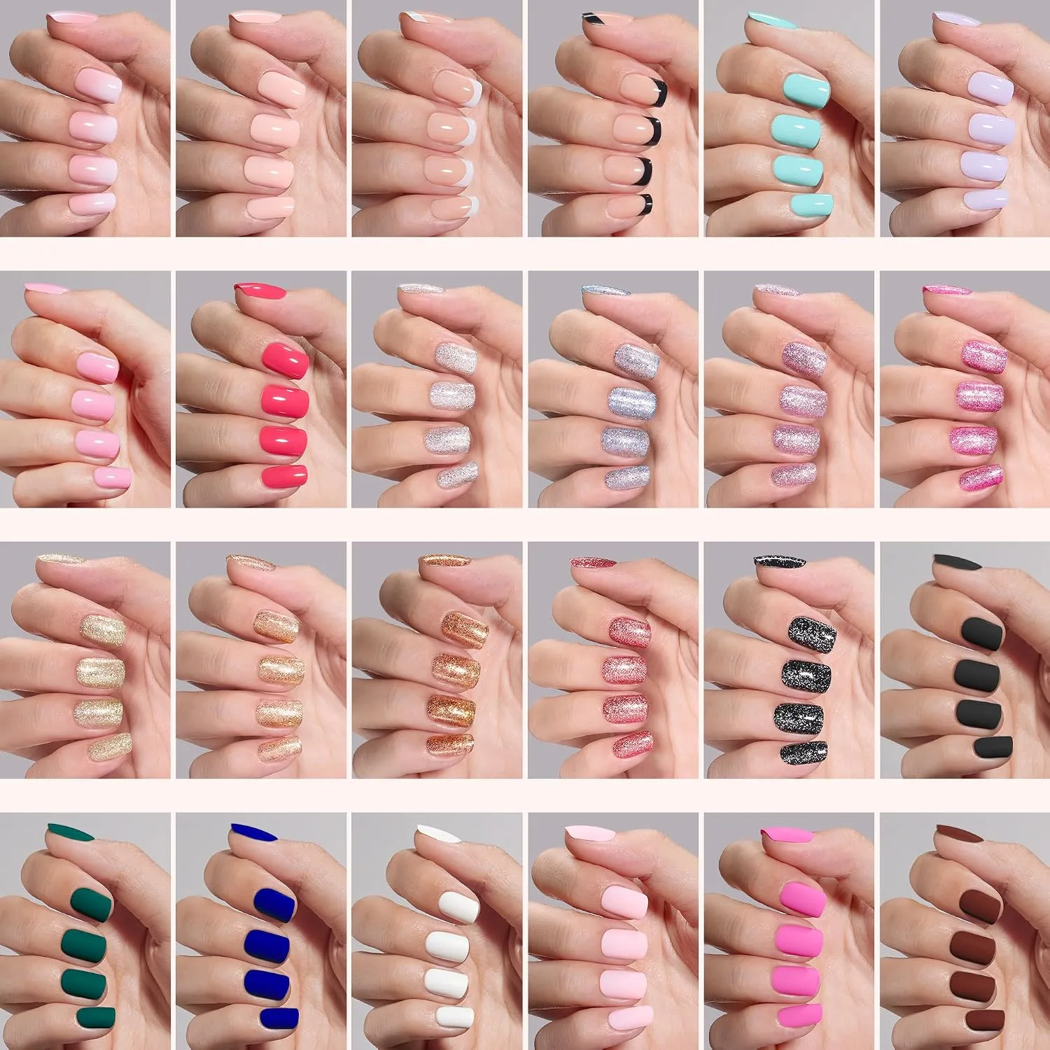 Beetles Press On Nails Kit - Prism Pop | 720Pcs 24 Colors Short Square