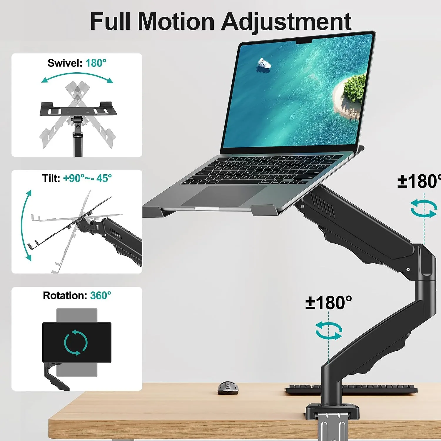 MOUNT PRO Laptop Arm Mount for Desk, Fits Max 17" Notebook and 32" Monitors