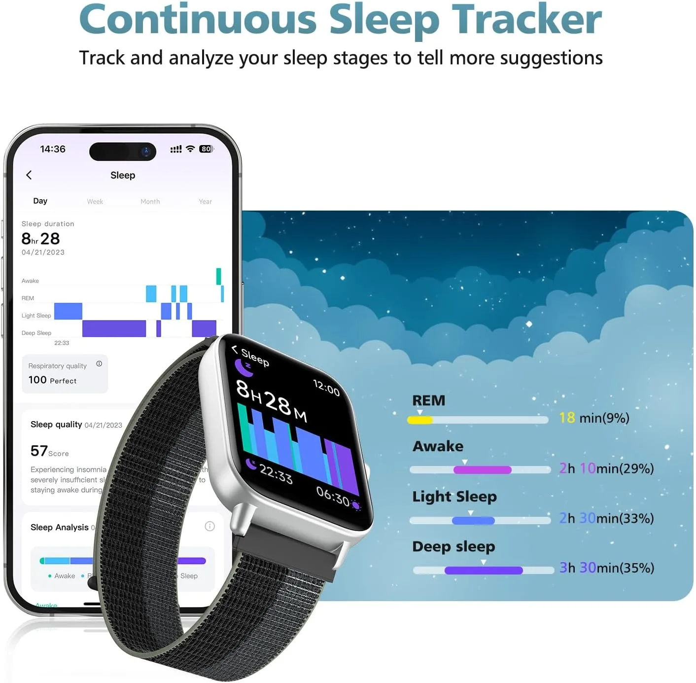 Smart Watch for Android Phones & iPhones, 120+ Sport Modes Fitness Watch