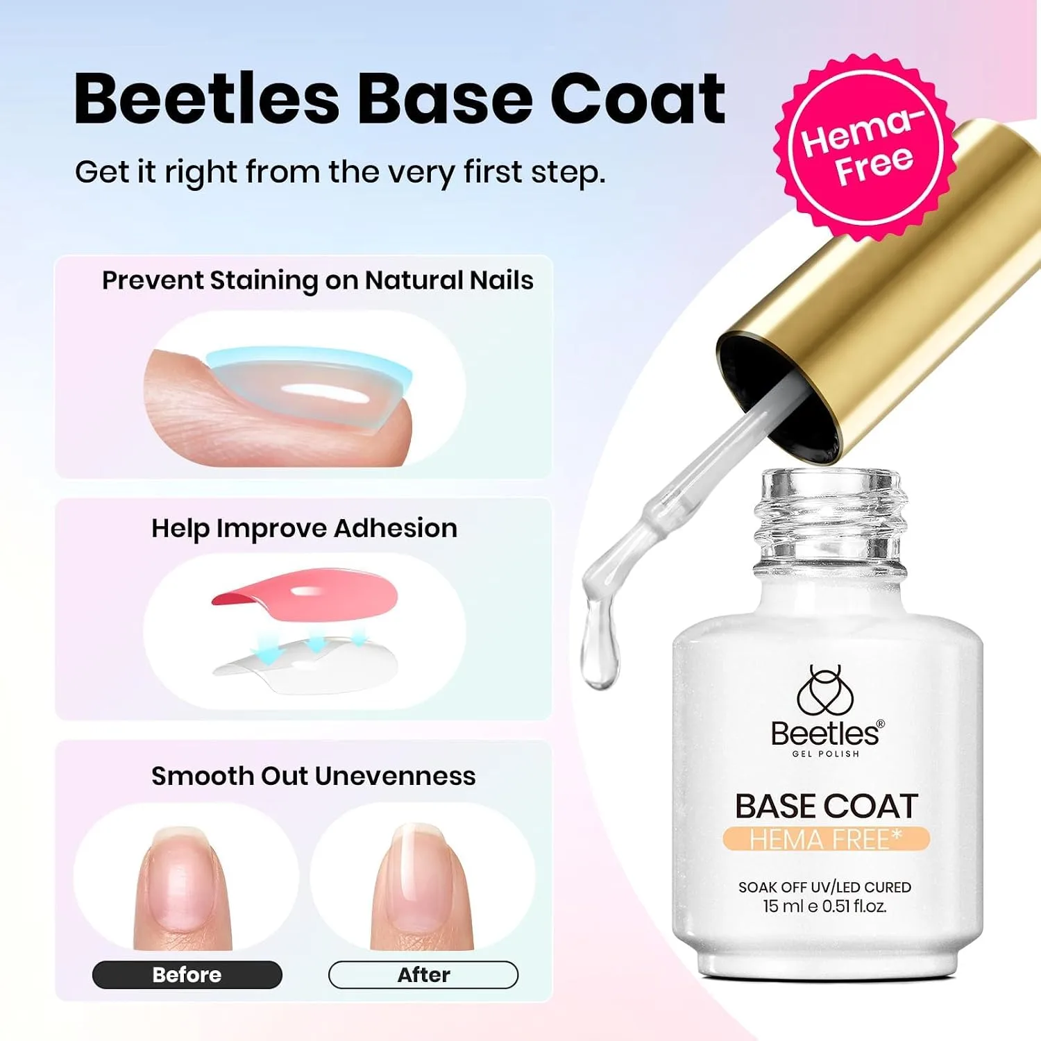 Beetles Gel Base and Top Coat with Matte Top Coat Set 3Pcs