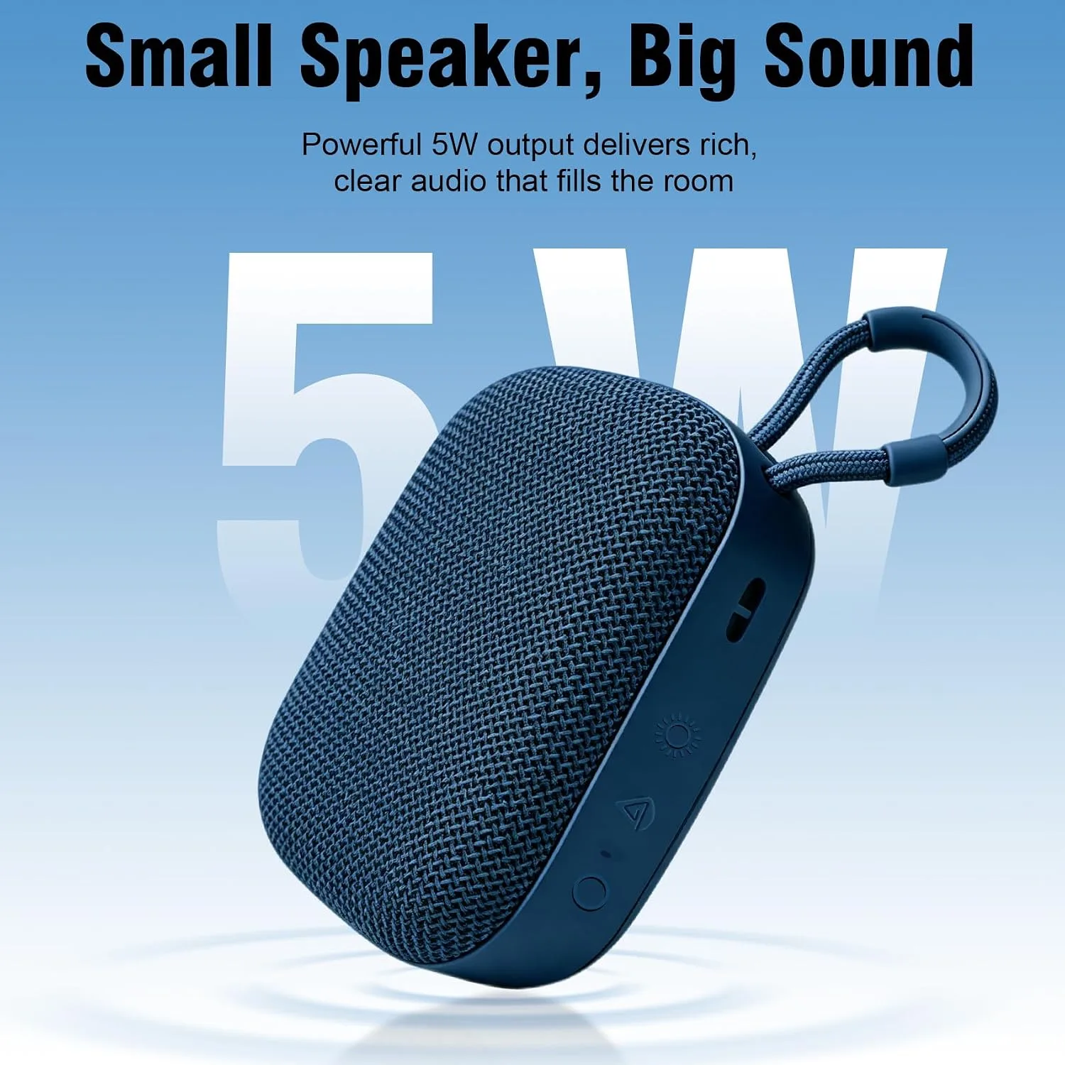 Defunc BEAT5 Bluetooth Speaker, Swedish Scandinavian Design, Bluetooth 6.0 Portable Speaker, Compact 5W Sound, AI App, IPX7 Waterproof, Ultra-Light, Blue