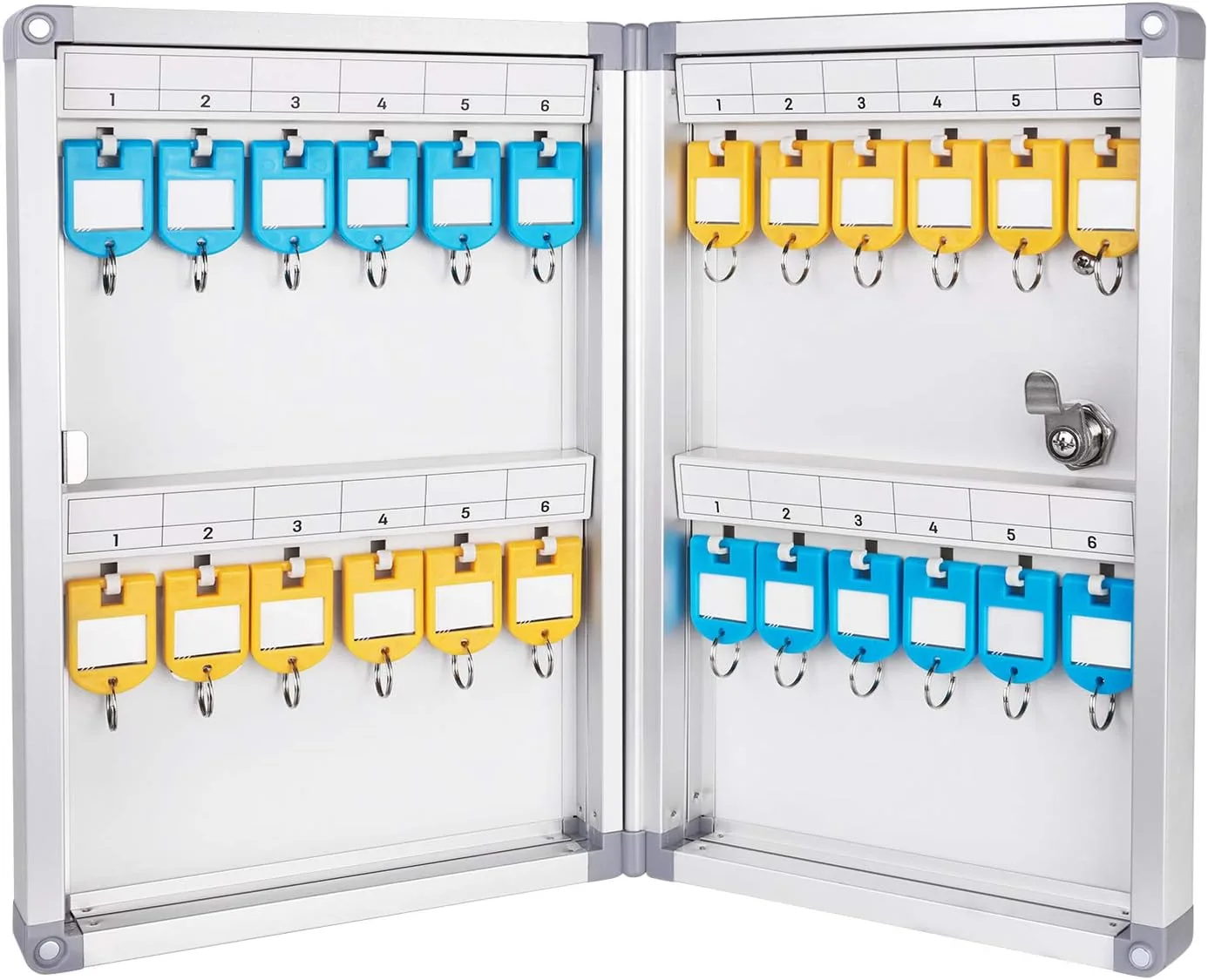 Amazon Basics Cabinet Key lock Box, Silver, 12.5"D x 8.5"W x 2.45"H