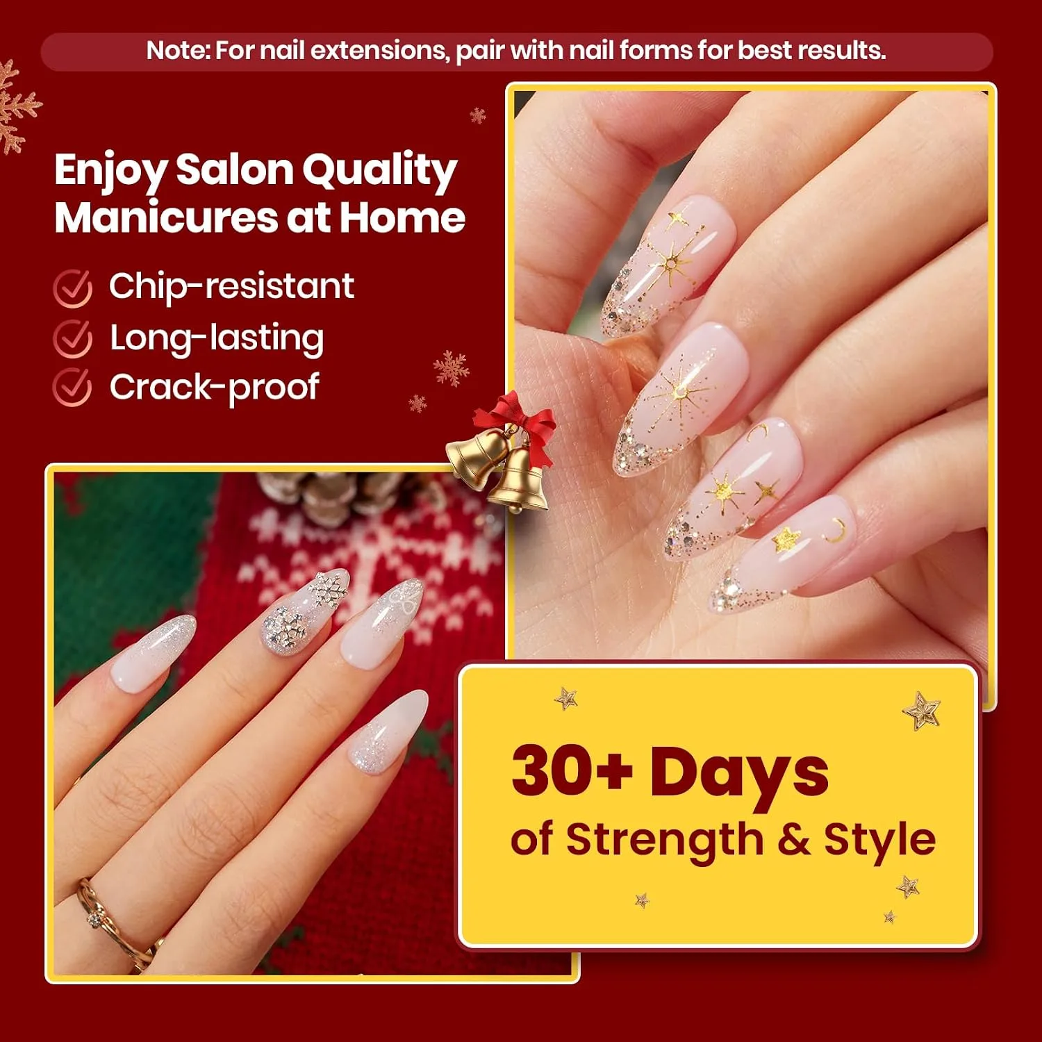 Beetles Builder Gel Nail Kit HEMA-Free, White Red Colors & Base Top Coat