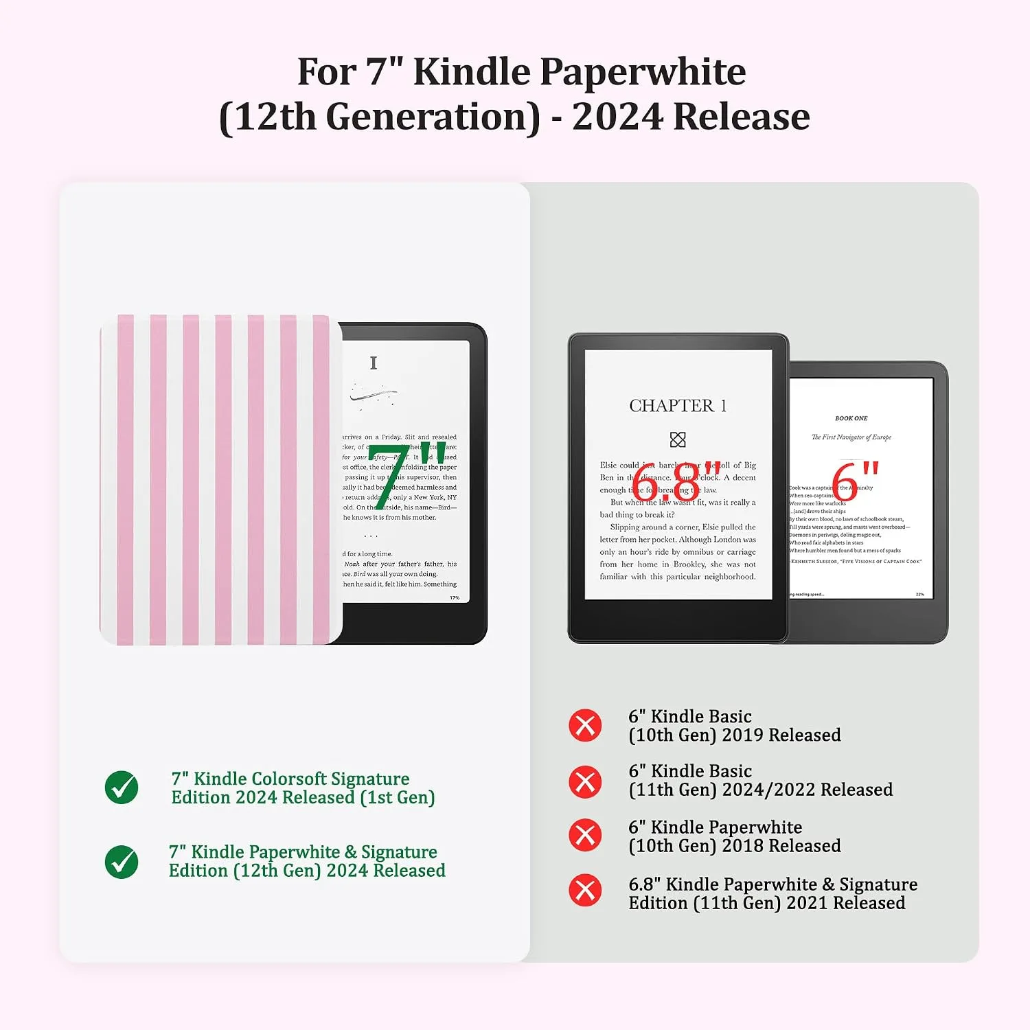 Clear Case for 7'' Kindle Paperwhite 12th Gen 2024 & Colorsoft