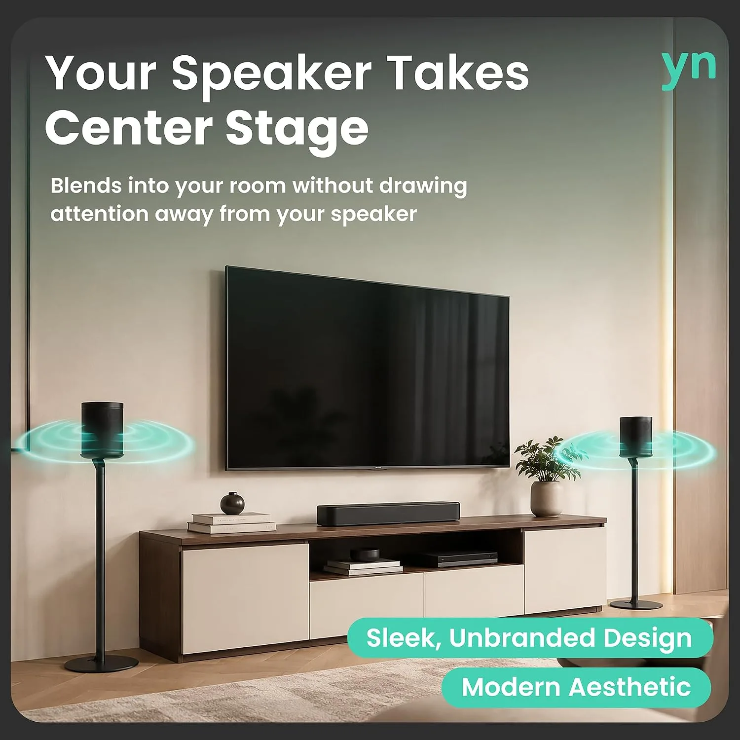 ynVISION.DESIGN Speaker Stands for Sonos One/One SL & Play:1, Black, 2 Pack