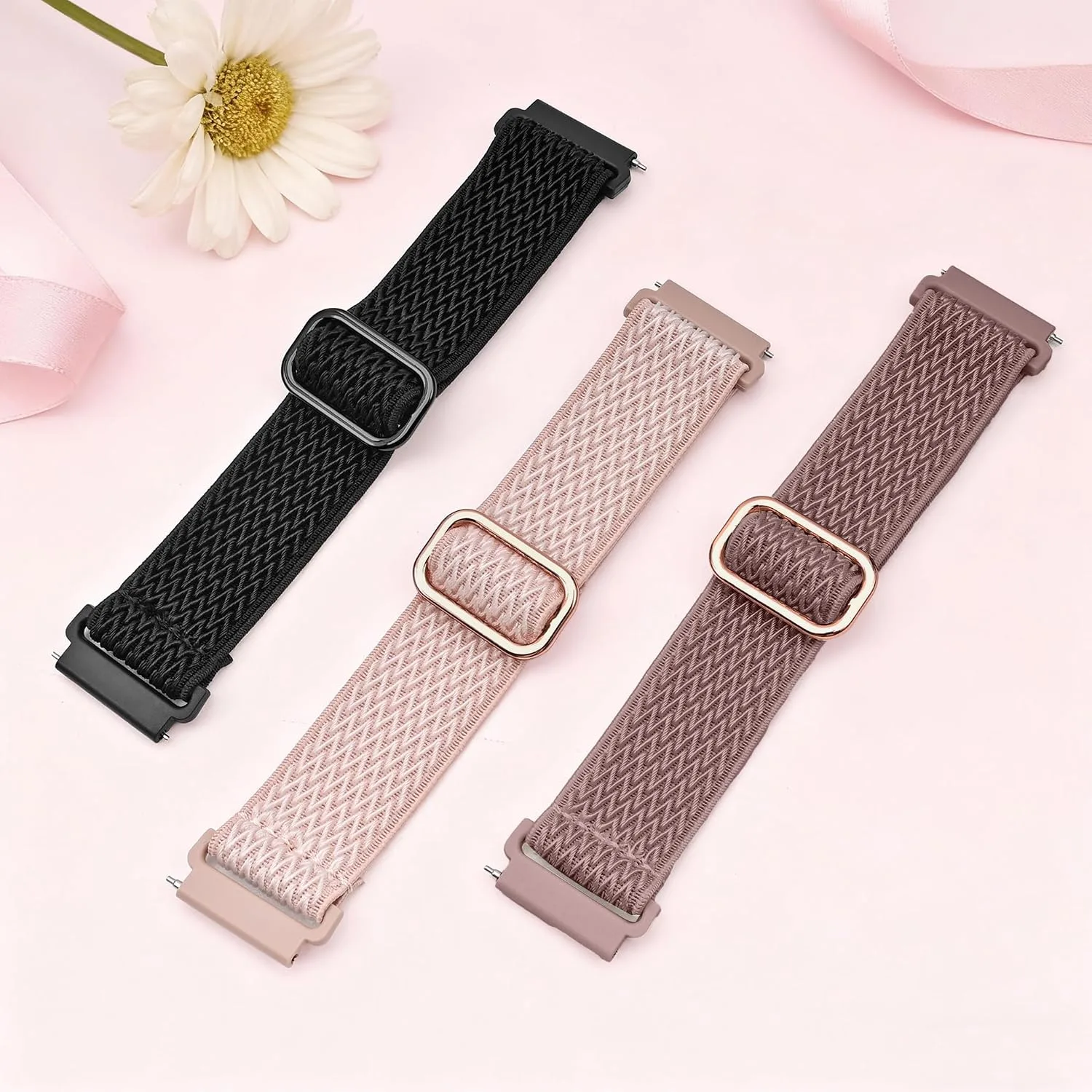 3 Pack ID208 Plus Smart Watch Bands for Fitpolo/Quican/Aeac/Tensky ID208 Plus Smartwatch, 22mm Elastic Nylon Replacement Wristband Adjustable Straps for man woman