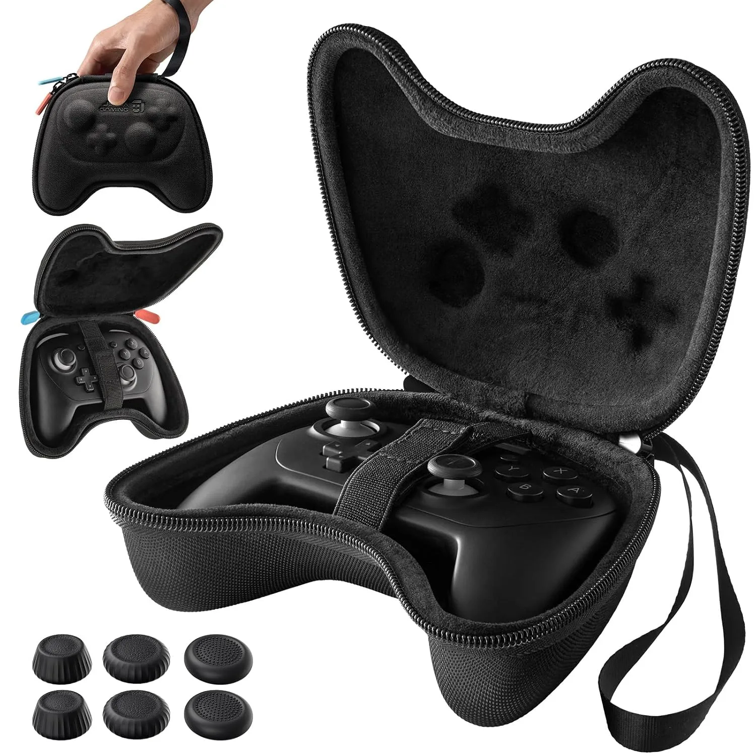 Estuche para control Nintendo Switch Pro Jsaux con 6 grips para joystick