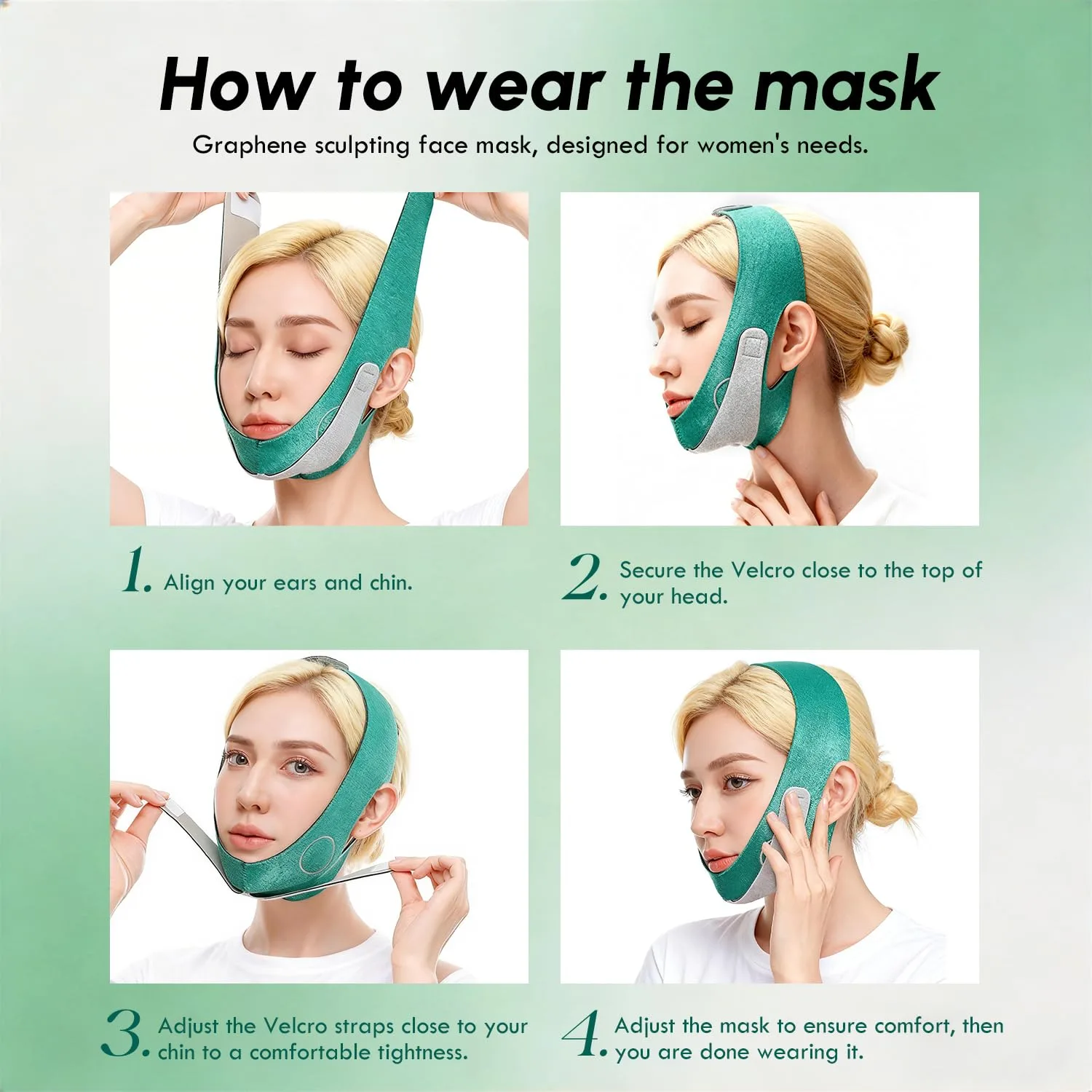 Graphene V Line Lifting Mask, Skin-Friendly & Breathable Double Chin Reducer, Adjustable Chin Strap for Sleeping with Highly Elastic Fabric, Chin Lifting Mask for Women Man