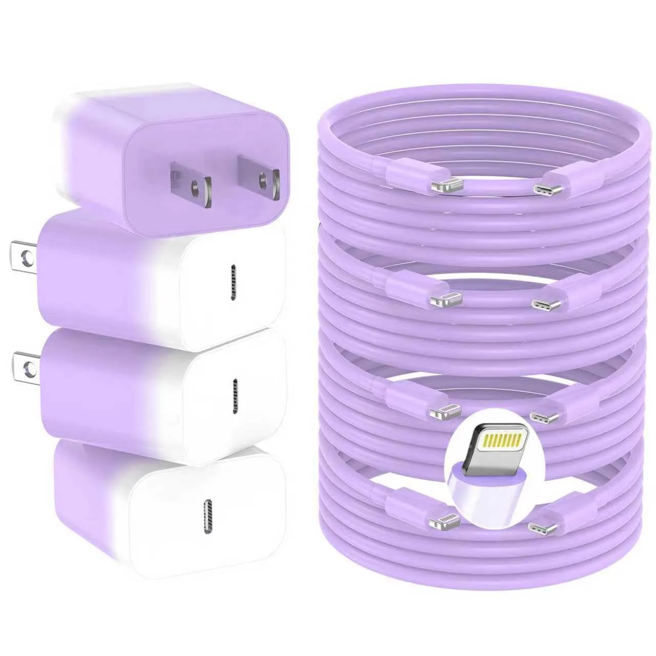 iPhone Charger Fast Charger,USB C Charger 4 Pack, 6FT Lightning Cable