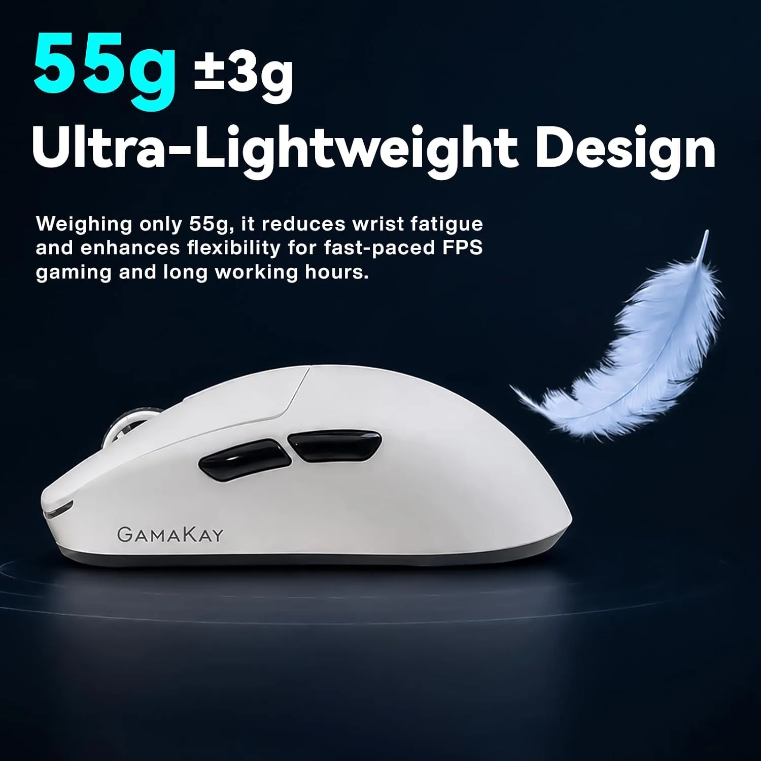Gamakay GX1 Silent Wireless Gaming Mouse (Black, Silent Switch)
