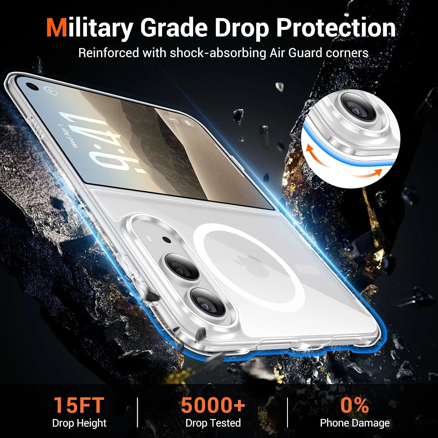 Temdan Magnetic for iPhone Duo Case, Compatible with Magsafe, Clear