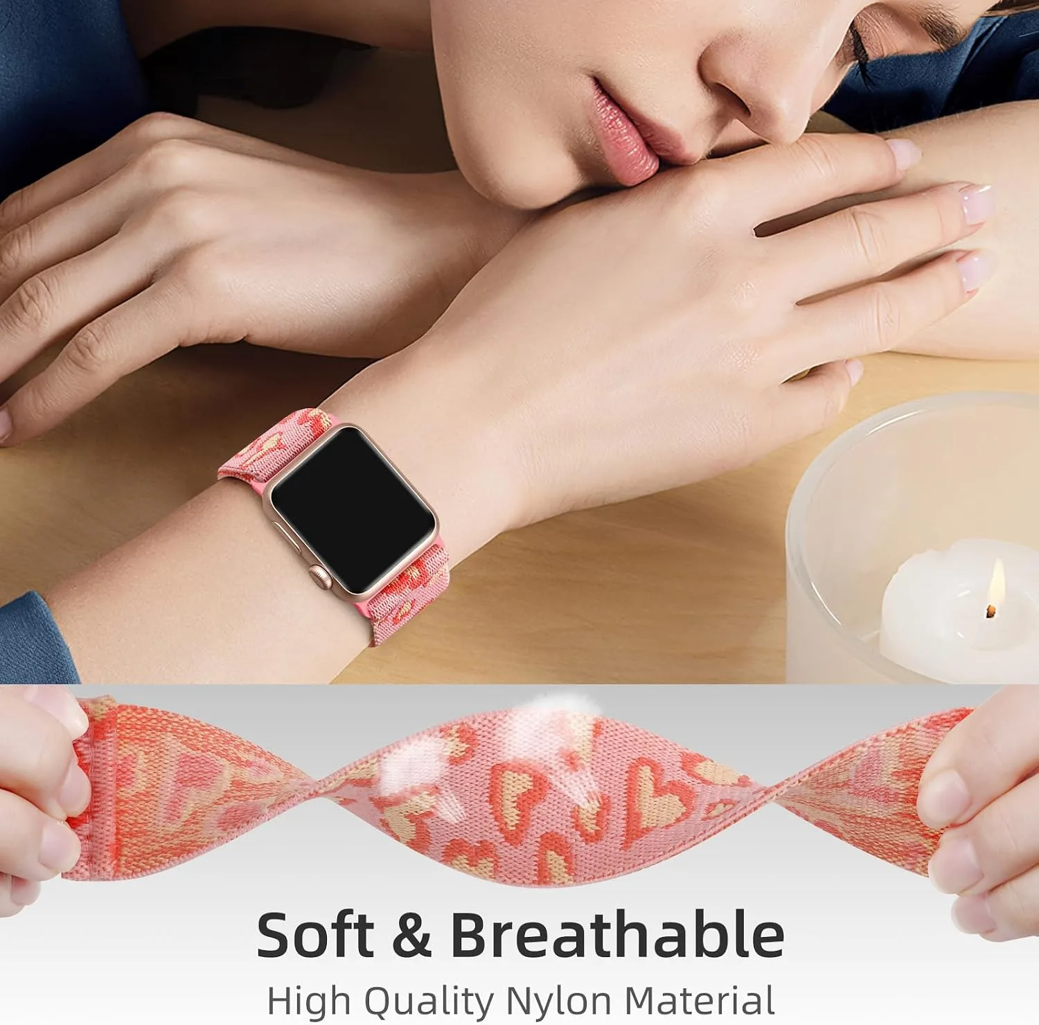 DaQin 3 Pack Stretchy Solo Loop Compatible with Apple Watch Bands Men Women