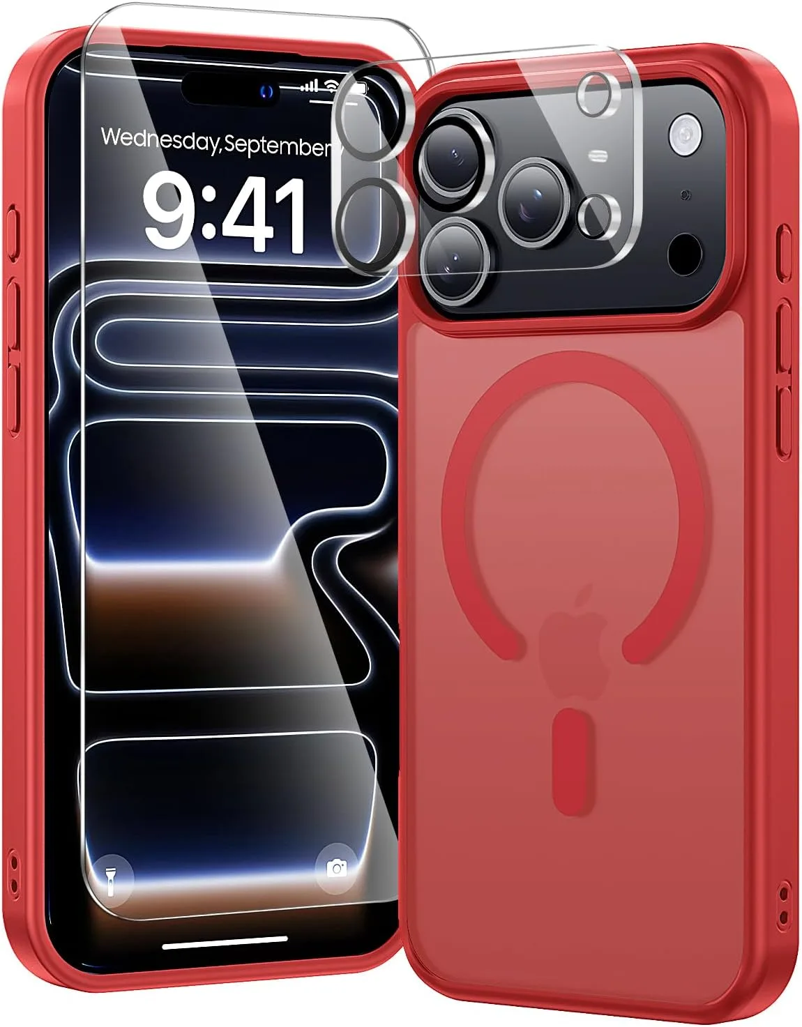 toushion 3 in 1 for iPhone 16 Pro Max Case Matte Red