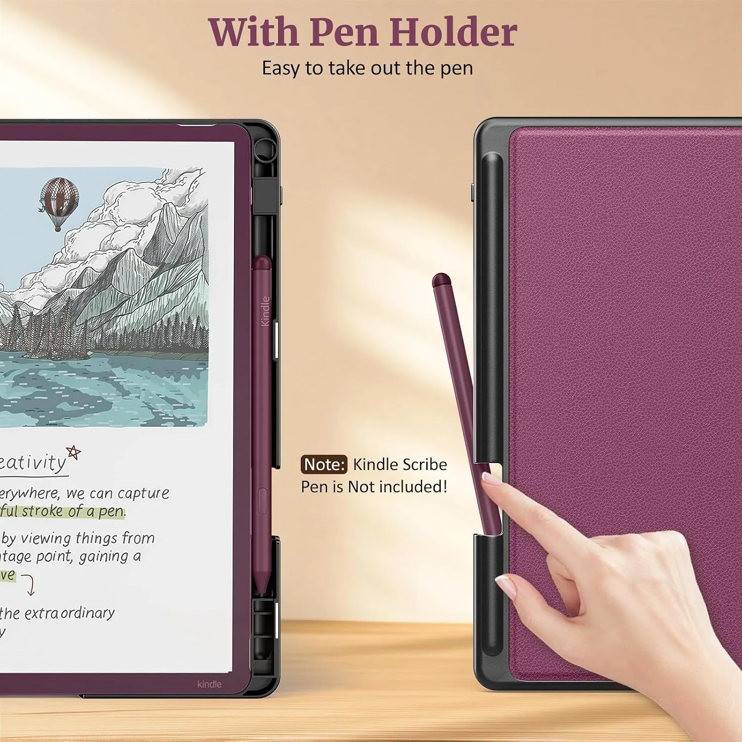 MoKo Stand Case for 11" Kindle Scribe 2025 3rd Generation Dark Purple