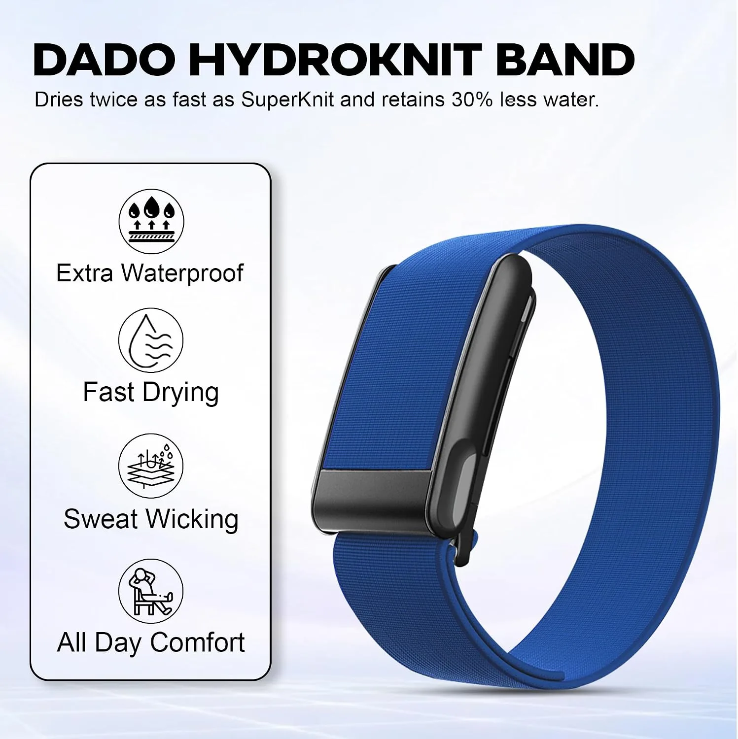 DADO HydroKnit Waterproof Nylon Sport Band Compatible with WHOOP 5.0, One, Peak, and Life | Elastic, Fast-Drying, Water-Resistant, and Comfortable Strap for Active Lifestyles