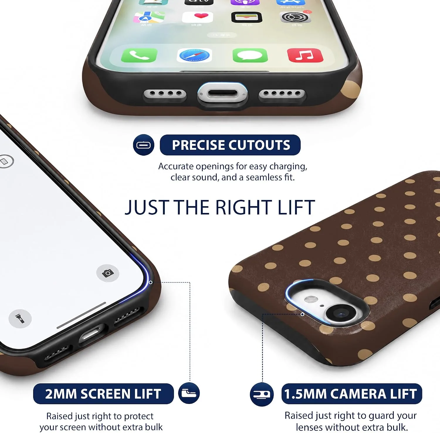 Magnetic for iPhone 16e/17e Phone Case, Brown & Cream Polka Dot