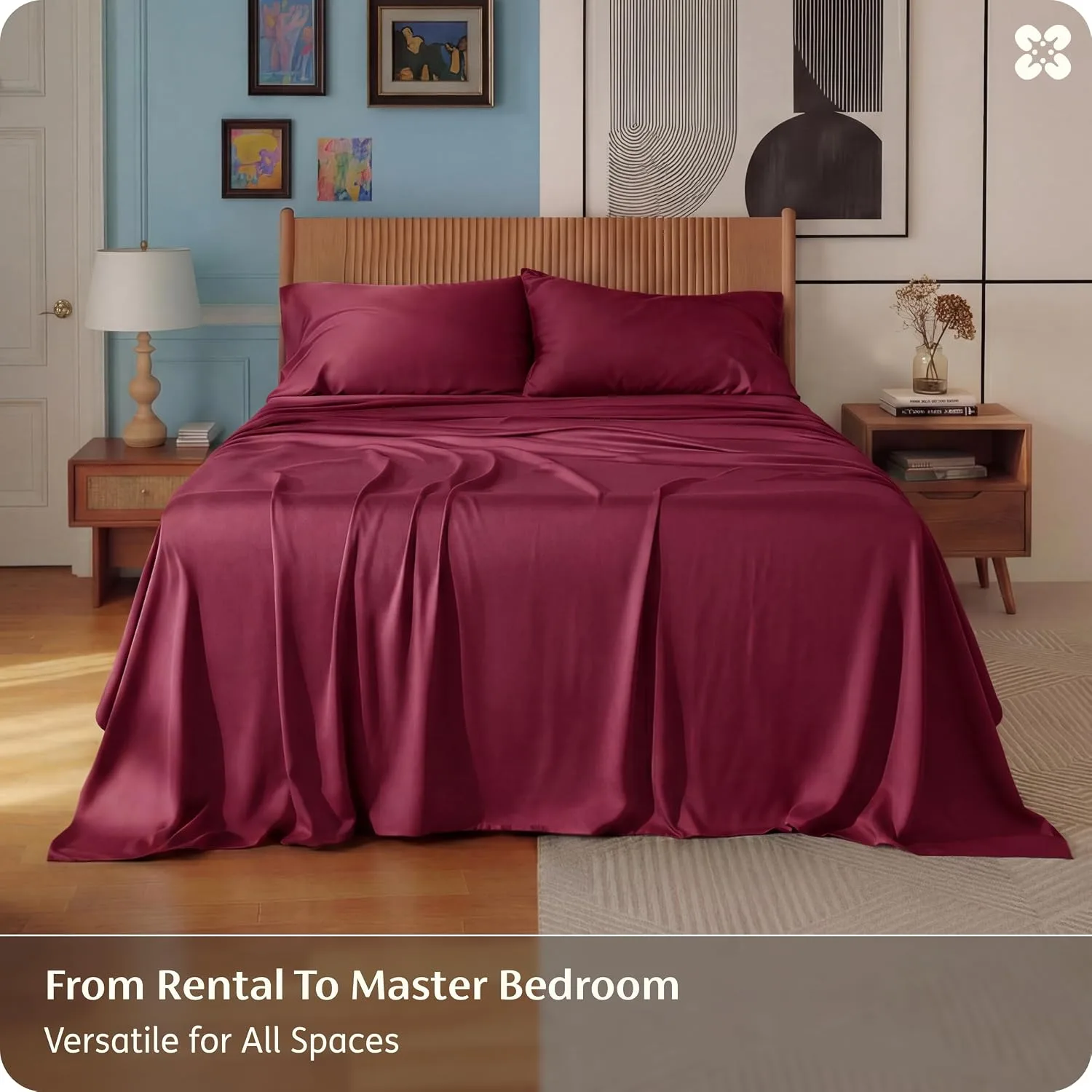 Bedsure PureWoven 100% Rayon Derived from Bamboo, Full Size Sheets, 4 PCS