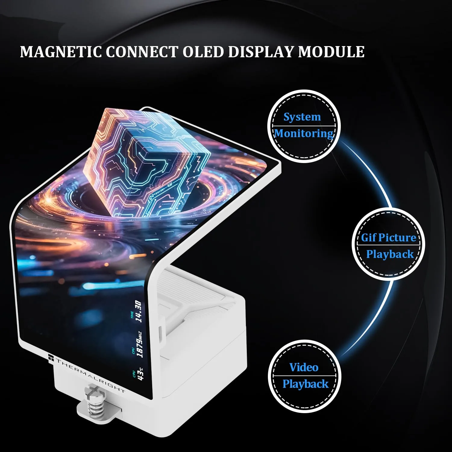 Thermalright Levita Vision 360 ARGB White CPU Water Cooler,6.67-in Magnetic Curved Screen with 2400x1080 Resolution,Building Block Splicing Fan-2000RPM,CPU Cooler for AM4/AM5, Intel lga1700/1851