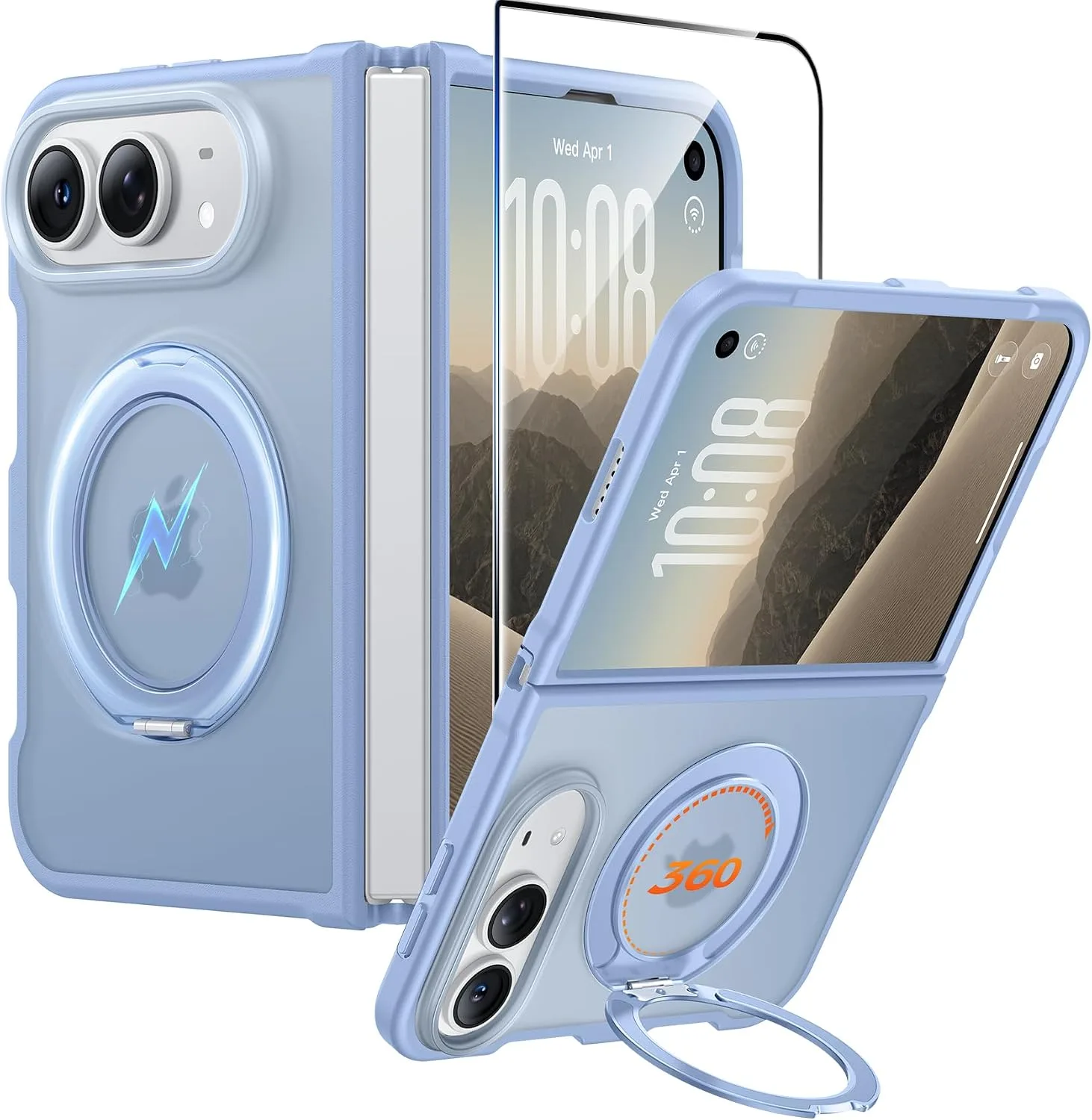 FNTCASE for iPhone Duo Case with 360 Spin Magnetic Stand Light Blue