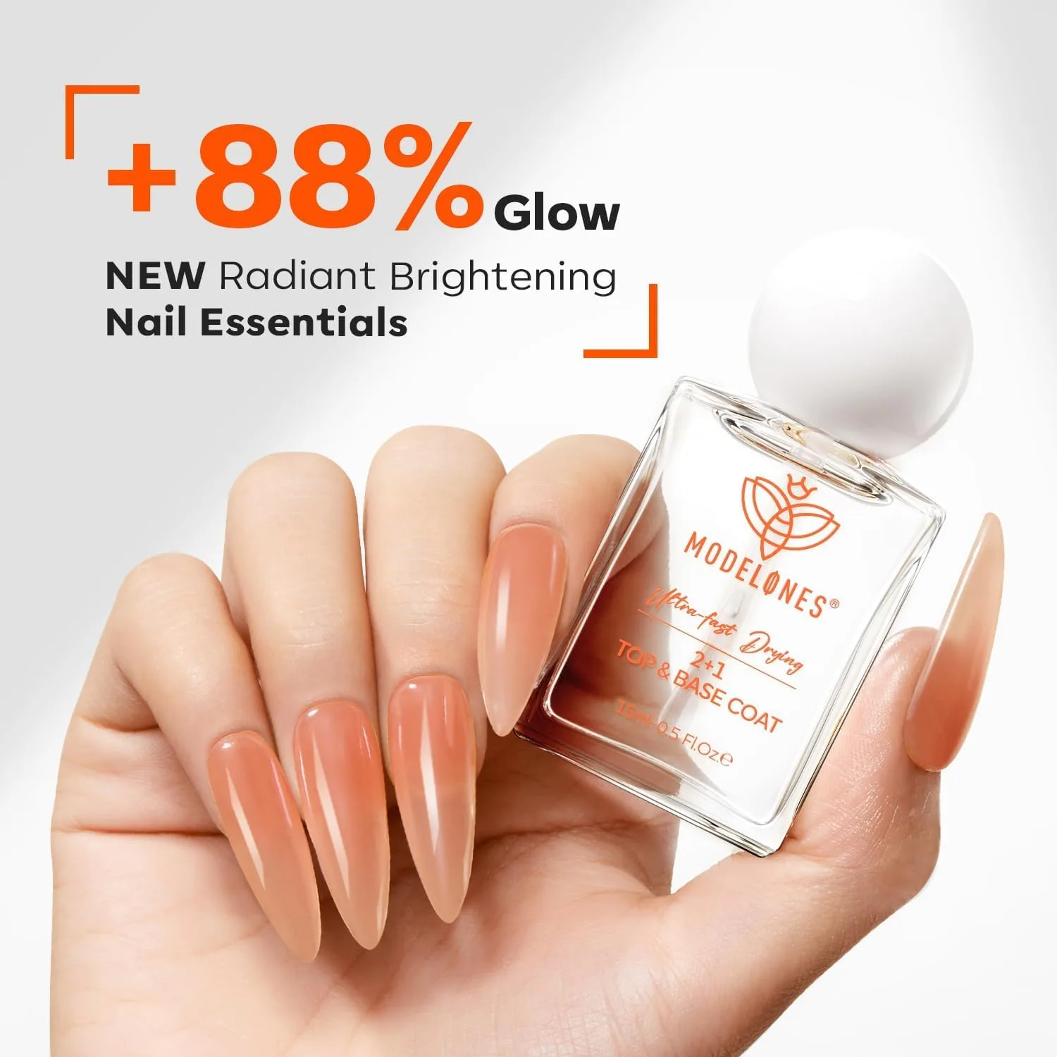 modelones 3-in-1 Nail Top & Base Coat, Quick Dry Long Lasting Shine