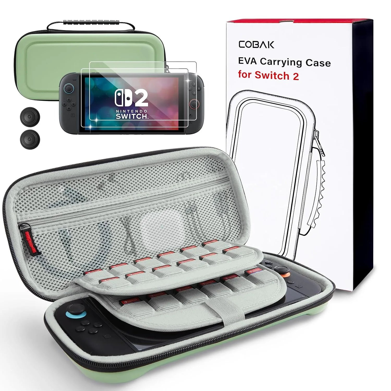 Estuche para Nintendo Switch 2 CoBak capacidad grande Matcha