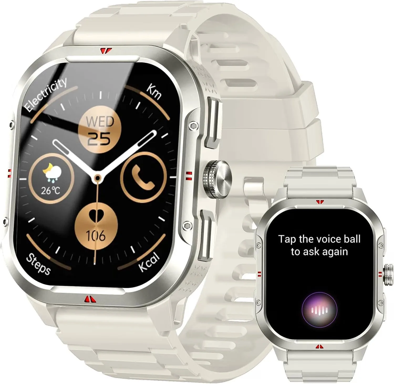 Smart Watch for Men Android/iPhone, 2.06" HD Anti-impact Touchscreen GPS Smartwatch with Heart Rate/SpO2/Sleep/Monitor, Answer/Make Call/Notifications, Fitness Watch IP68 Waterproof, 100+ Sport Mode