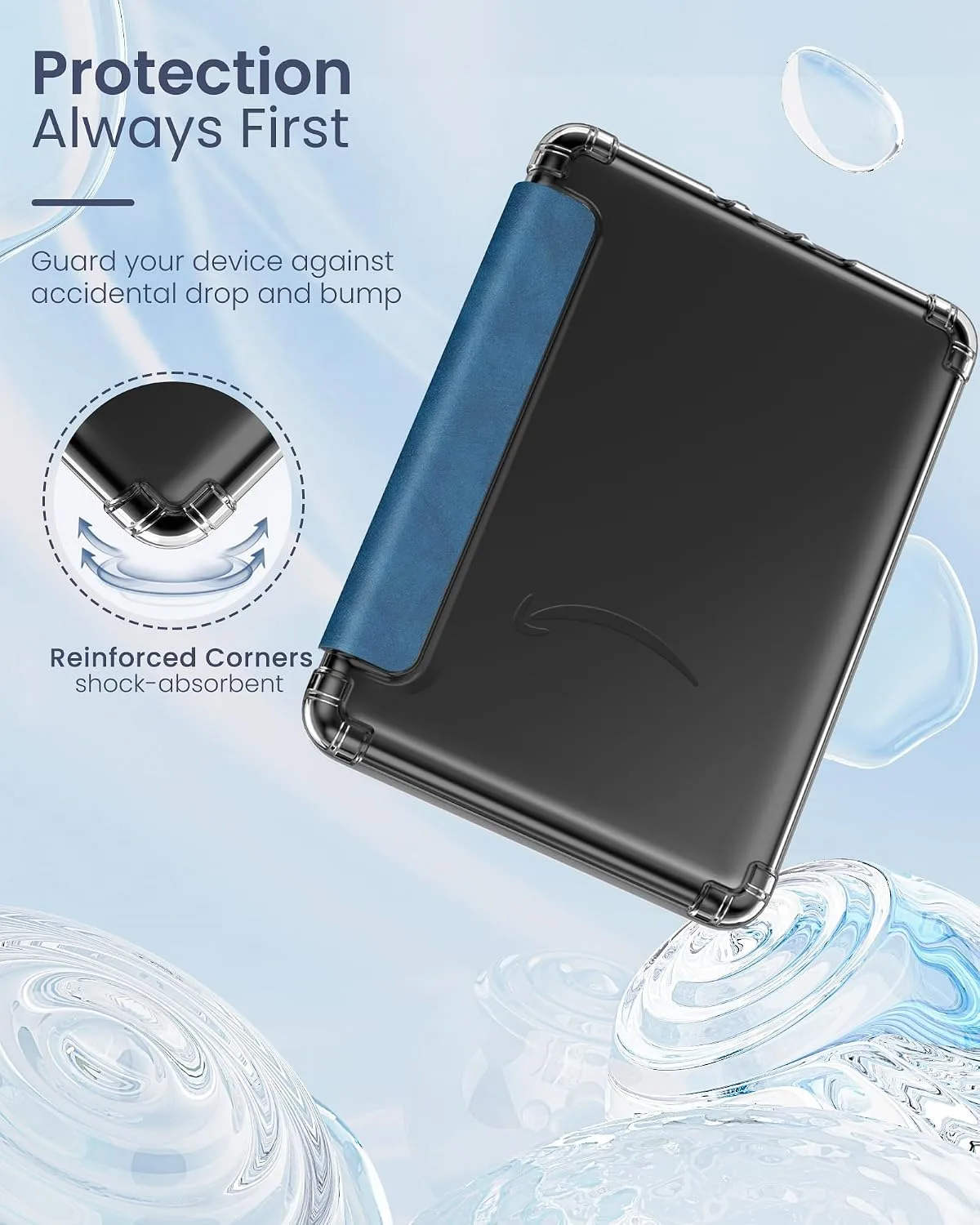 MoKo Case for 6" Kindle Basic 11th Gen (2024/2022), Blue Vintage Twill