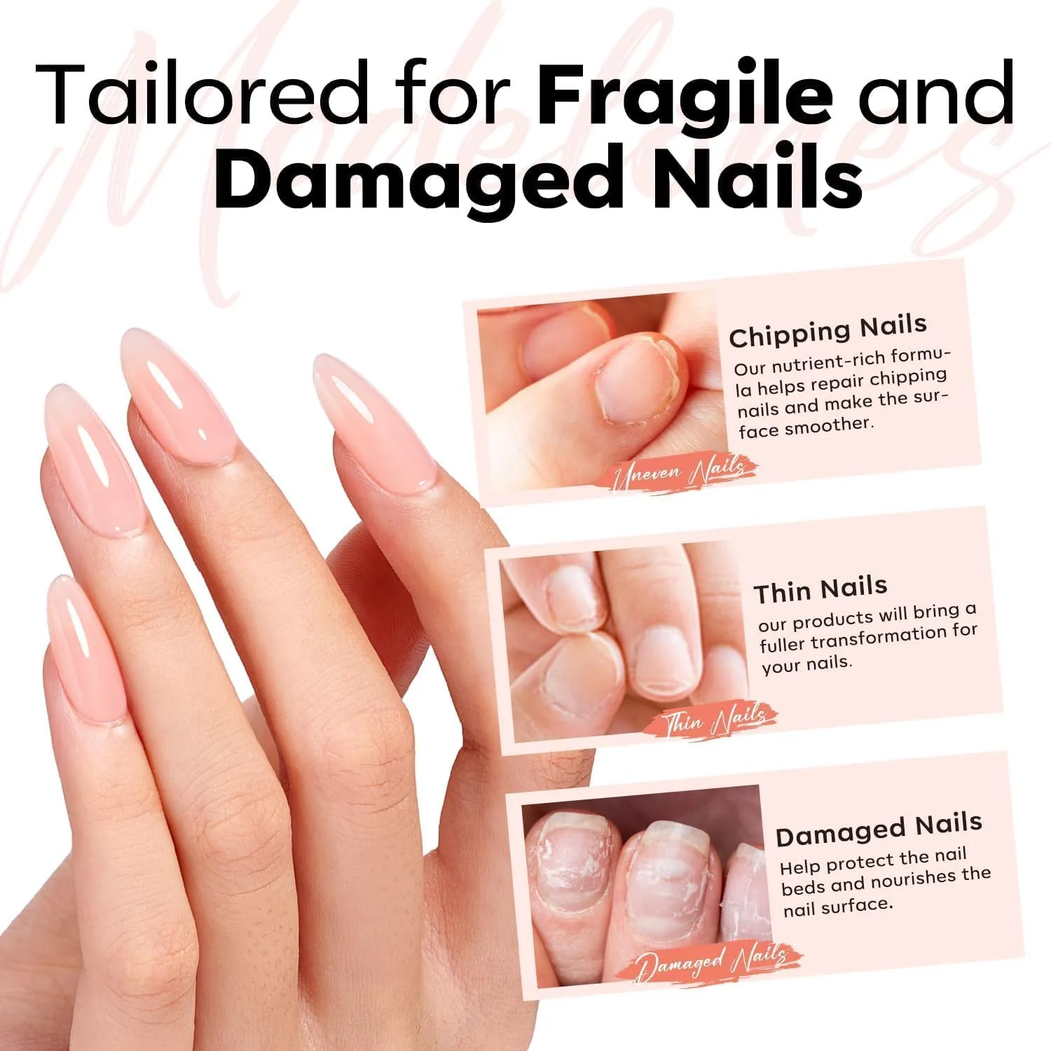 modelones Nude Rubber Base Coat Natural Pink Builder Nail Gel
